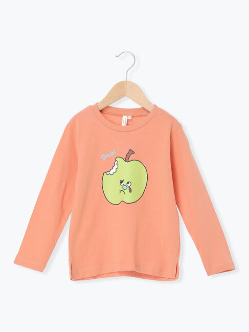 Samansa Mos2 Lagom「リンゴプリントロンT」|Tシャツ・カットソー|オレンジ