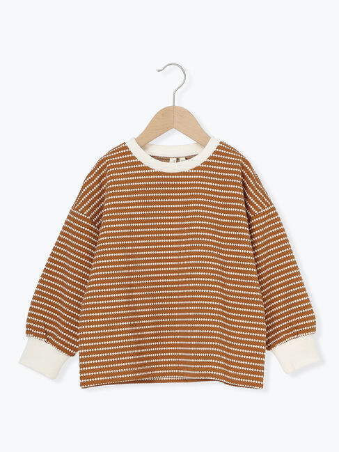 Samansa Mos2 Lagom「ボーダージャカードプルオーバー」|Tシャツ・カットソー|キャメル