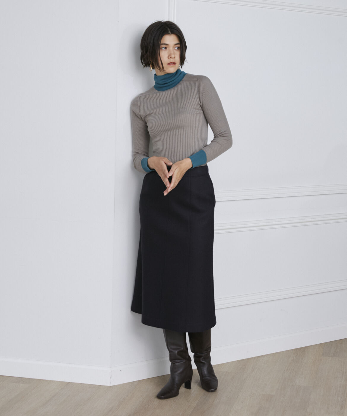 INED「《大きいサイズ》 Aラインミディスカート」|フレア|