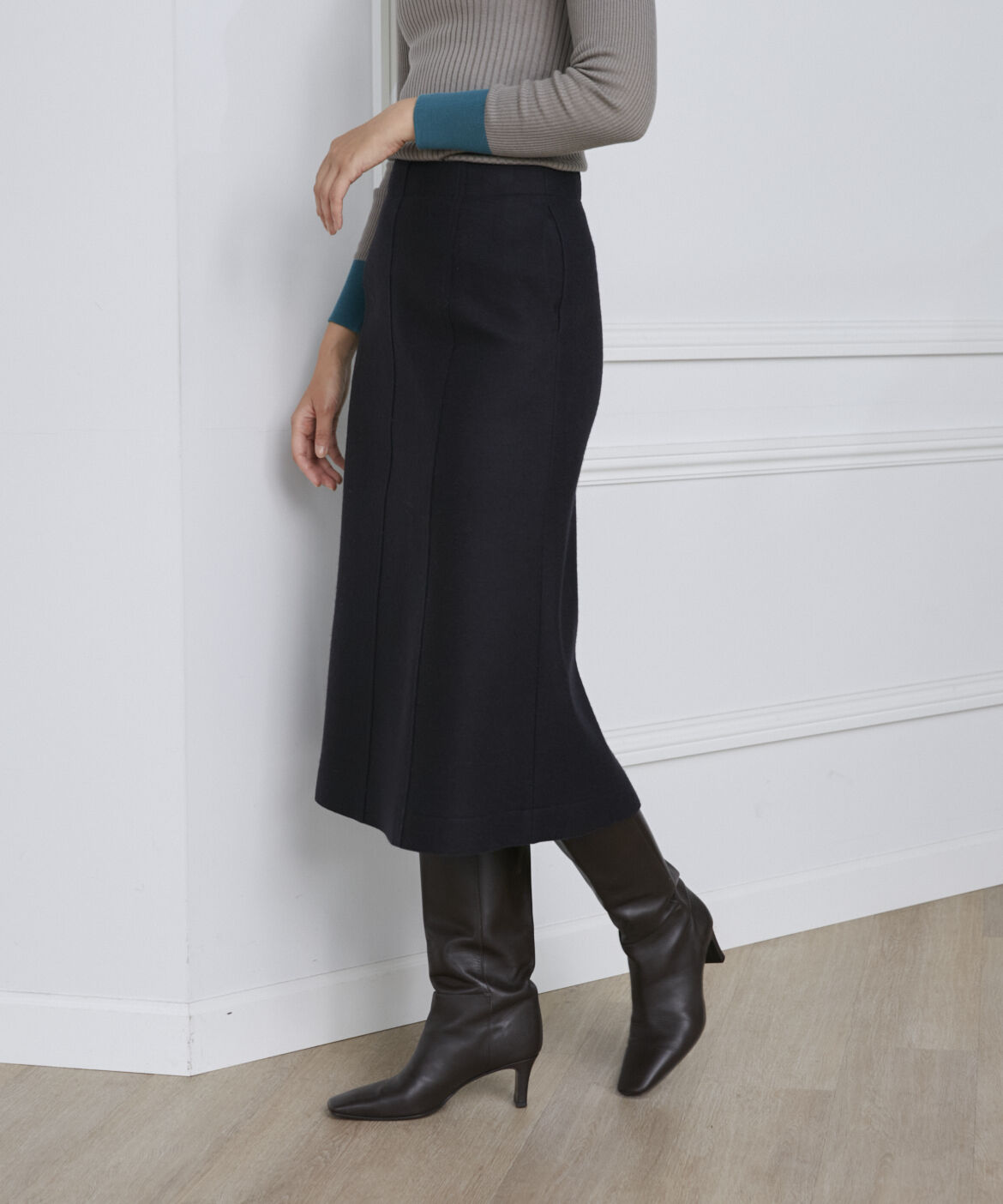 INED「《大きいサイズ》 Aラインミディスカート」|フレア|