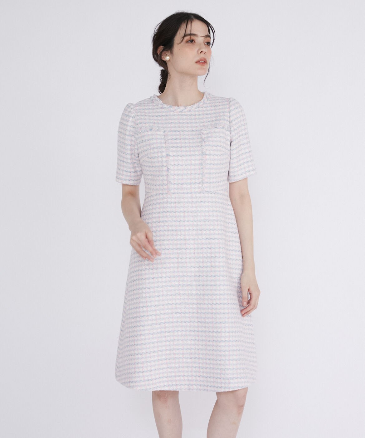 Maglie le cassetto「《M Maglie le cassetto》ファンシーツイードワンピース《Linton Tweeds》」|ワンピース|