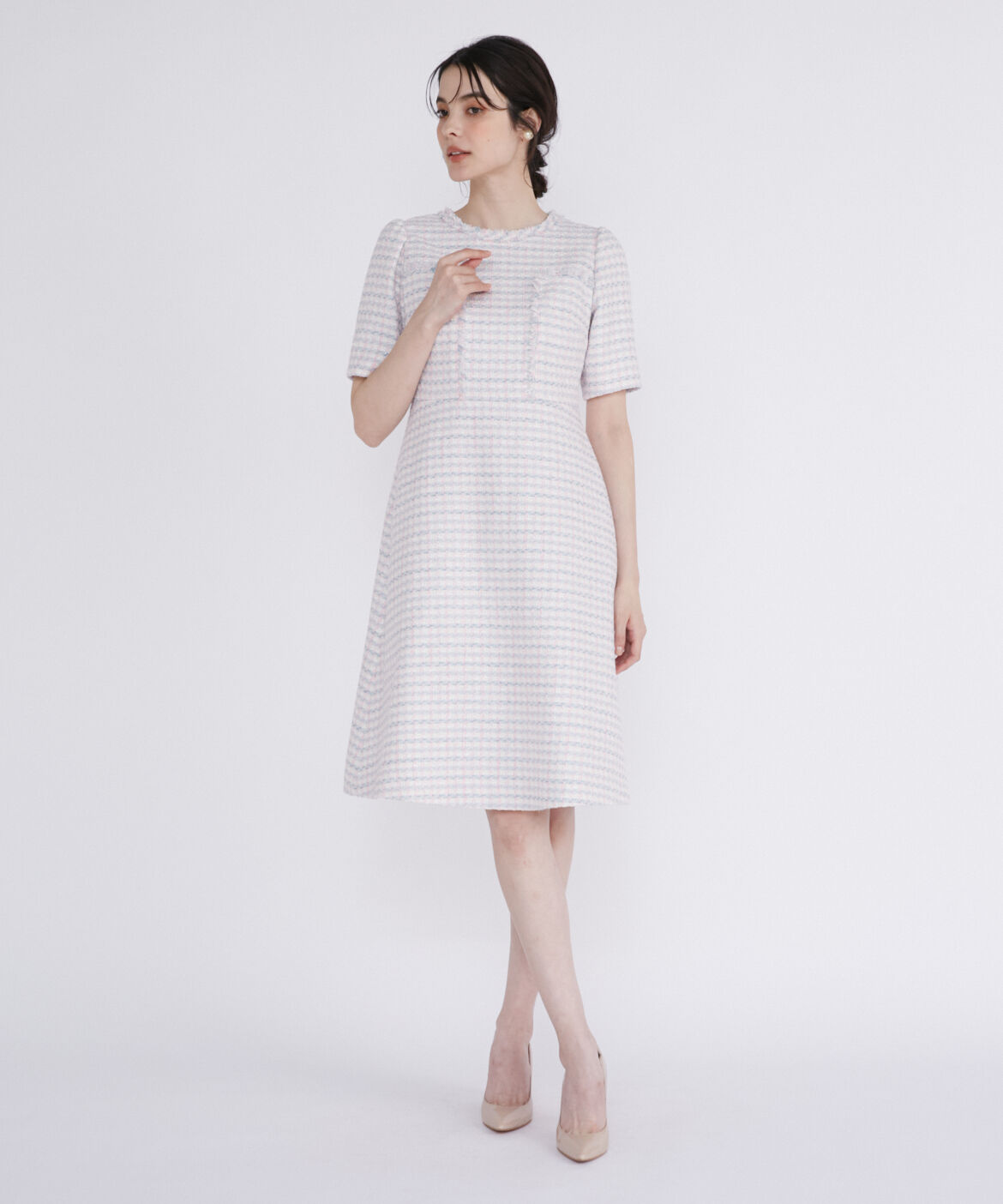 Maglie le cassetto「《M Maglie le cassetto》ファンシーツイードワンピース《Linton Tweeds》」|ワンピース|