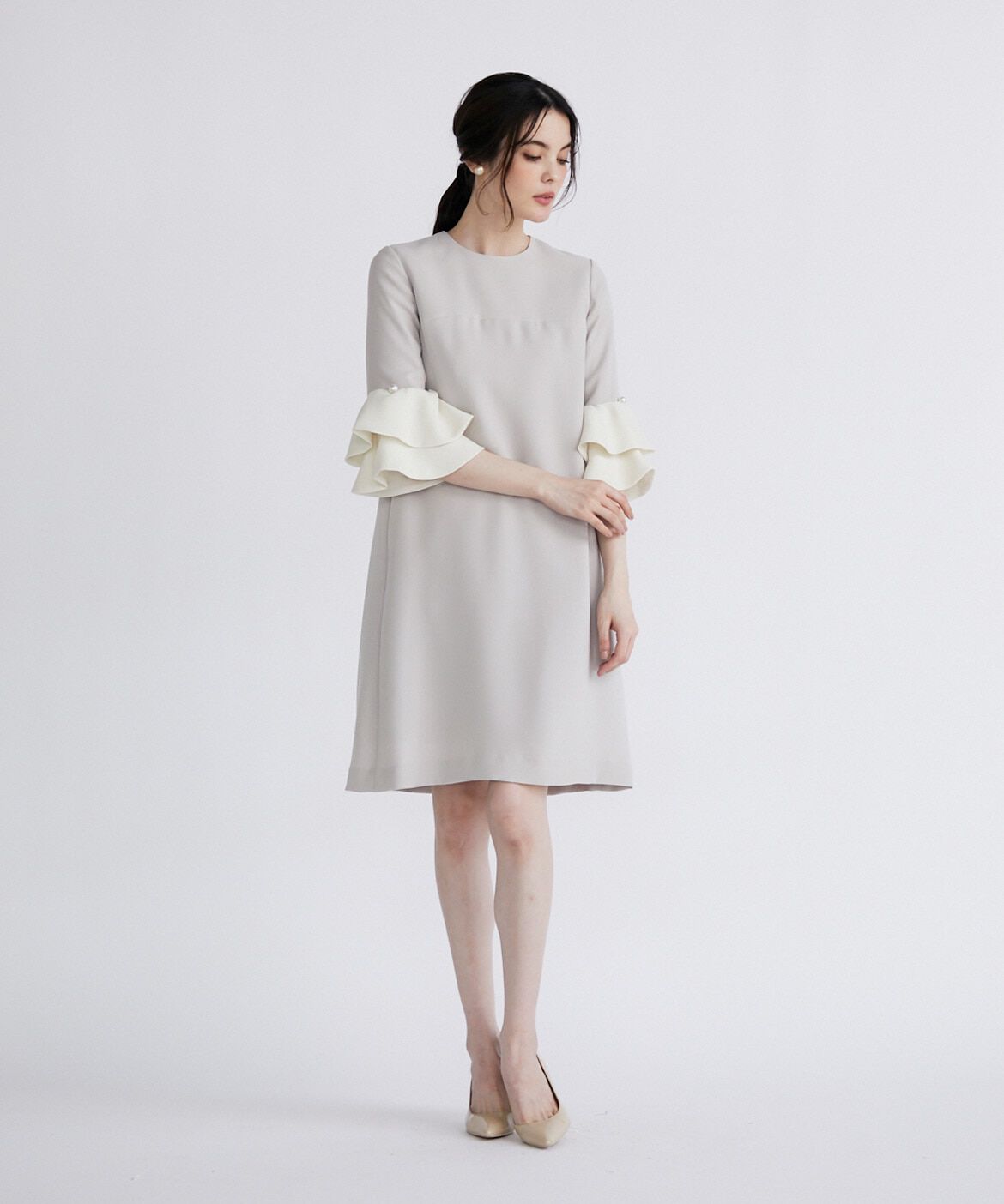 Maglie le cassetto「バイカラー袖フリルワンピース」|ワンピース|