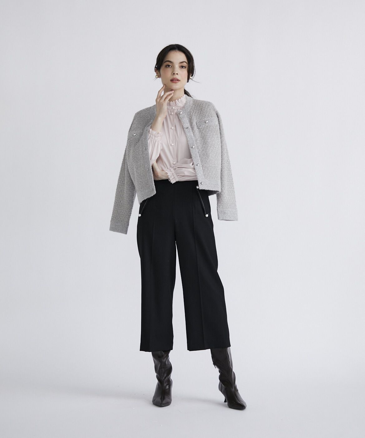 Maglie le cassetto「《大きいサイズ》スタンドフリルボリュームブラウス」|シャツ・ブラウス|