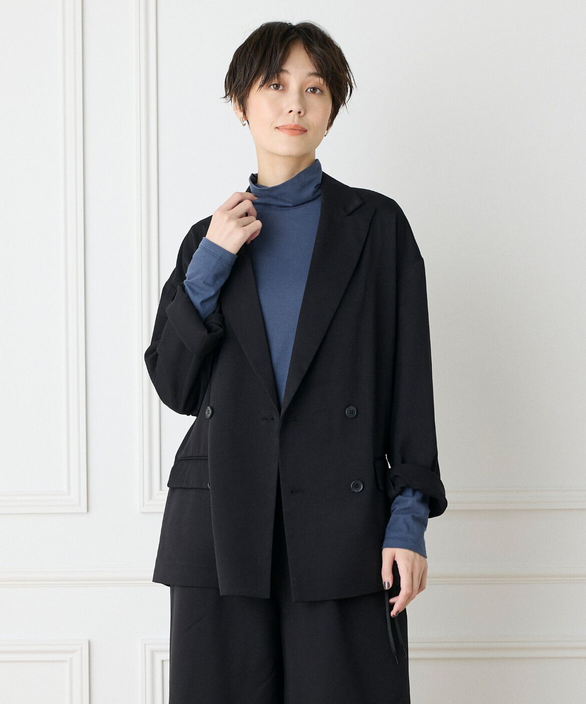 I.T.'S international「《ユニセックス》ライトツイルダブルジャケット」|テーラードジャケット|ブラック