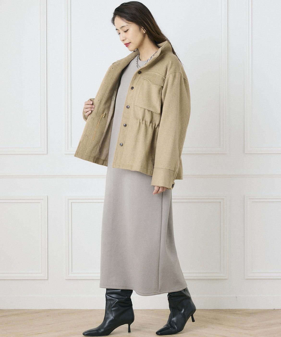 INED「《INED CLARO》ウールブレンドミリタリーブルゾン」|その他|