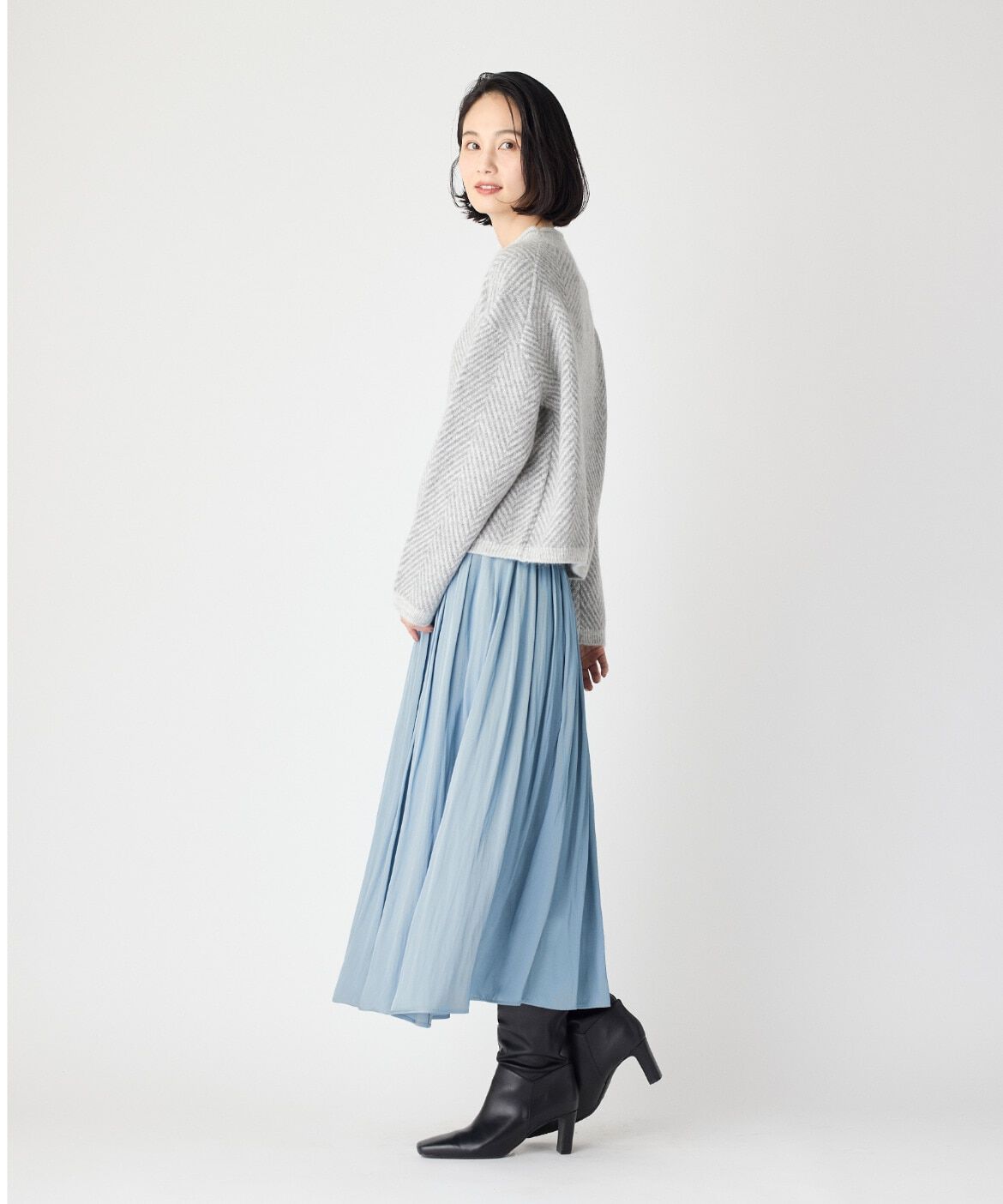 7-IDconcept.「タックギャザーサテンスカート」|スカート|