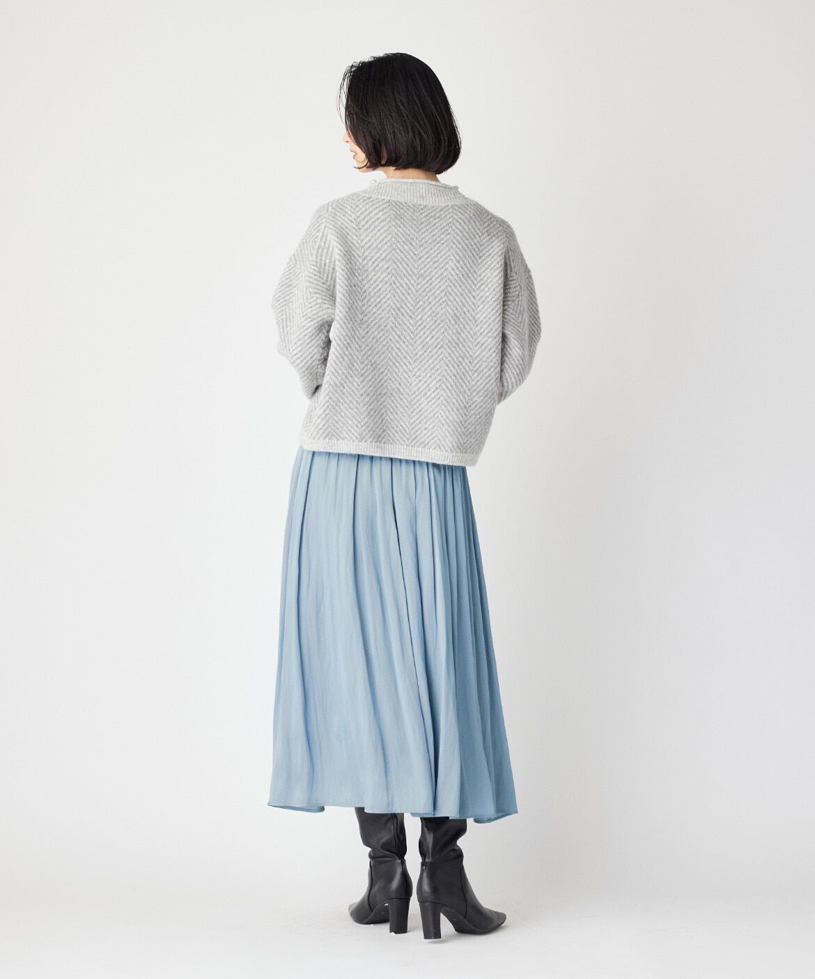 7-IDconcept.「タックギャザーサテンスカート」|スカート|