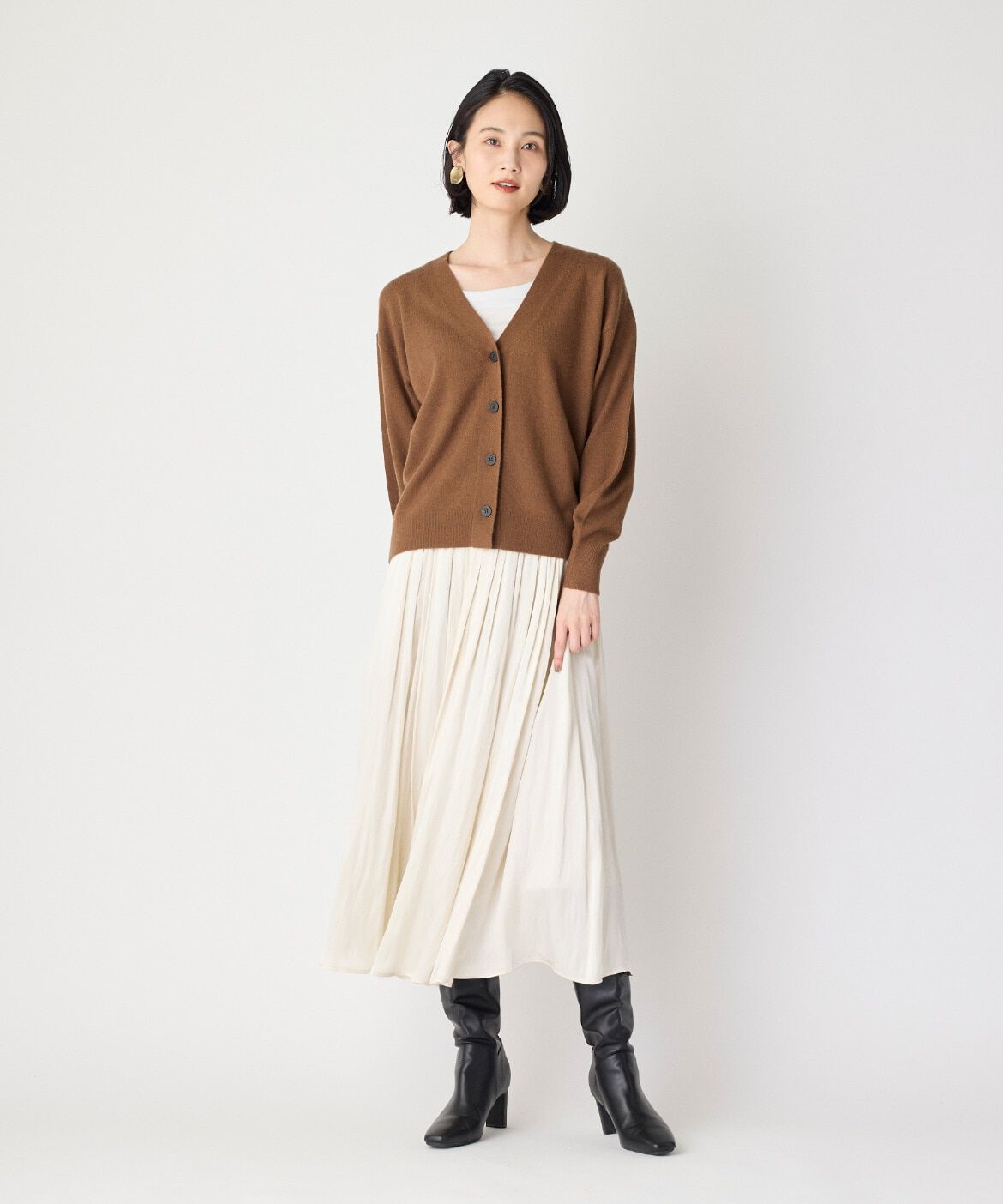 7-IDconcept.「タックギャザーサテンスカート」|スカート|