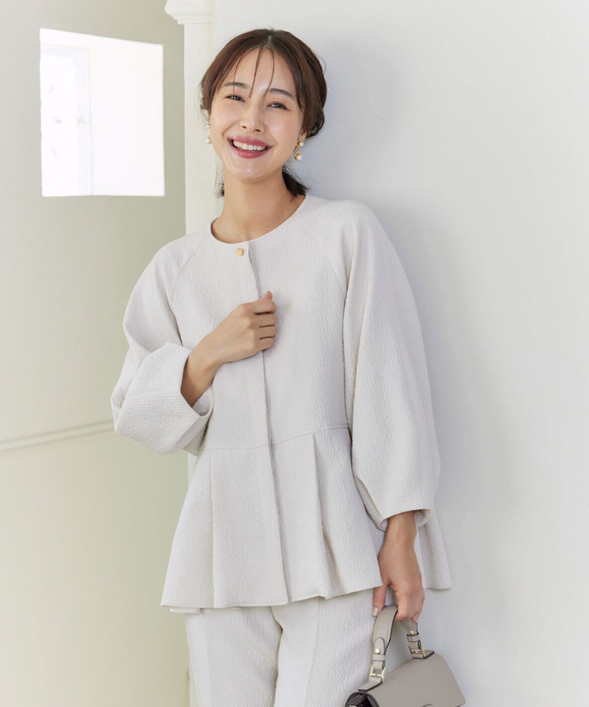 7-IDconcept.「フクレジャカード 切り替えタックブラウスジャケット」|シャツ・ブラウス|