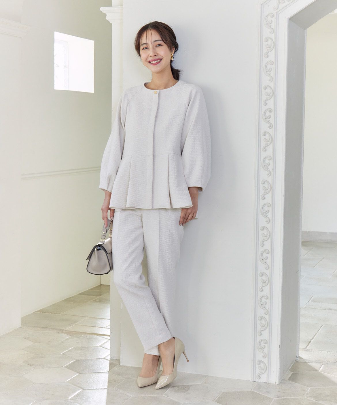 7-IDconcept.「フクレジャカード 切り替えタックブラウスジャケット」|シャツ・ブラウス|