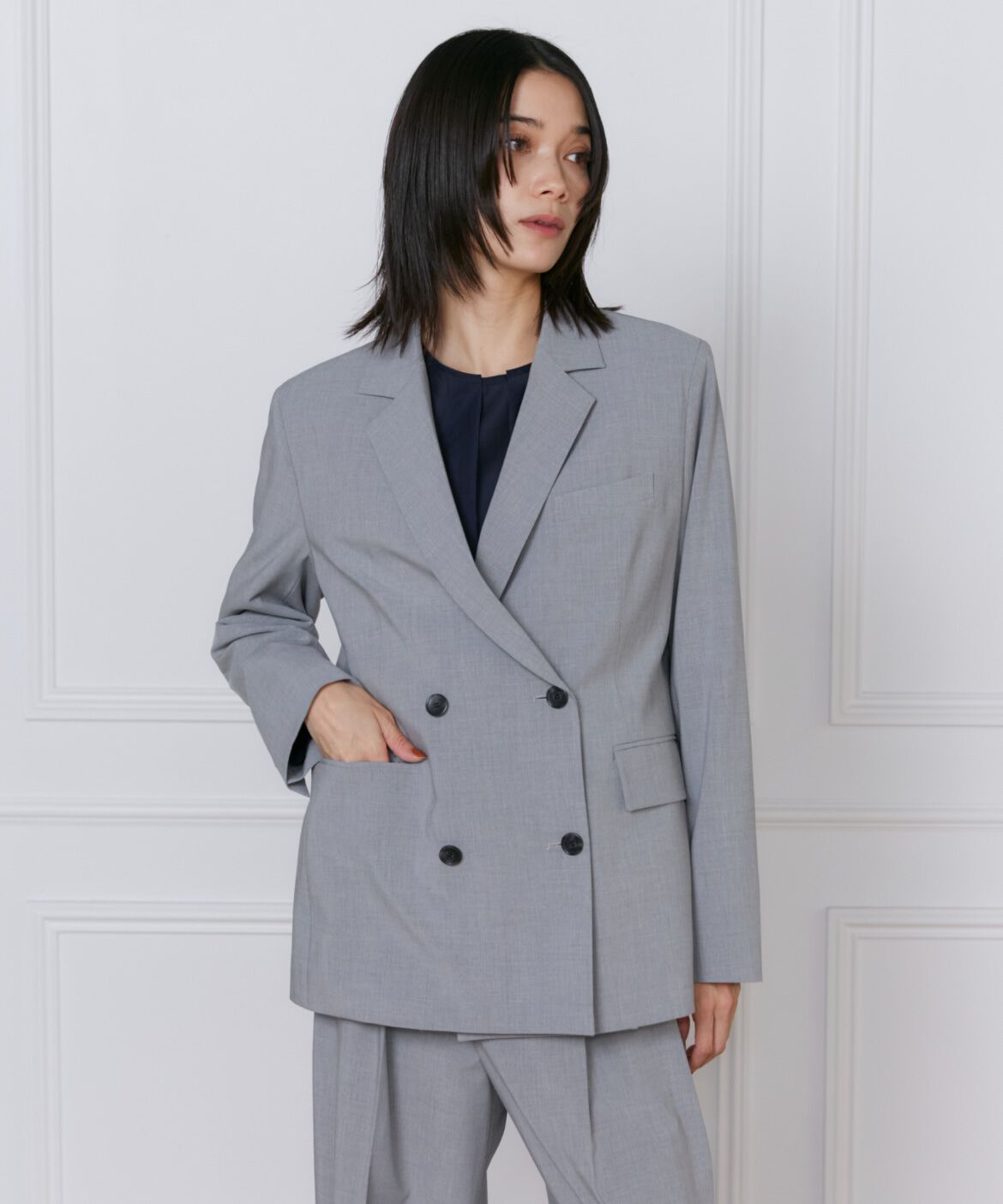 INED「TRストレッチダブルブレストジャケット」|テーラードジャケット|