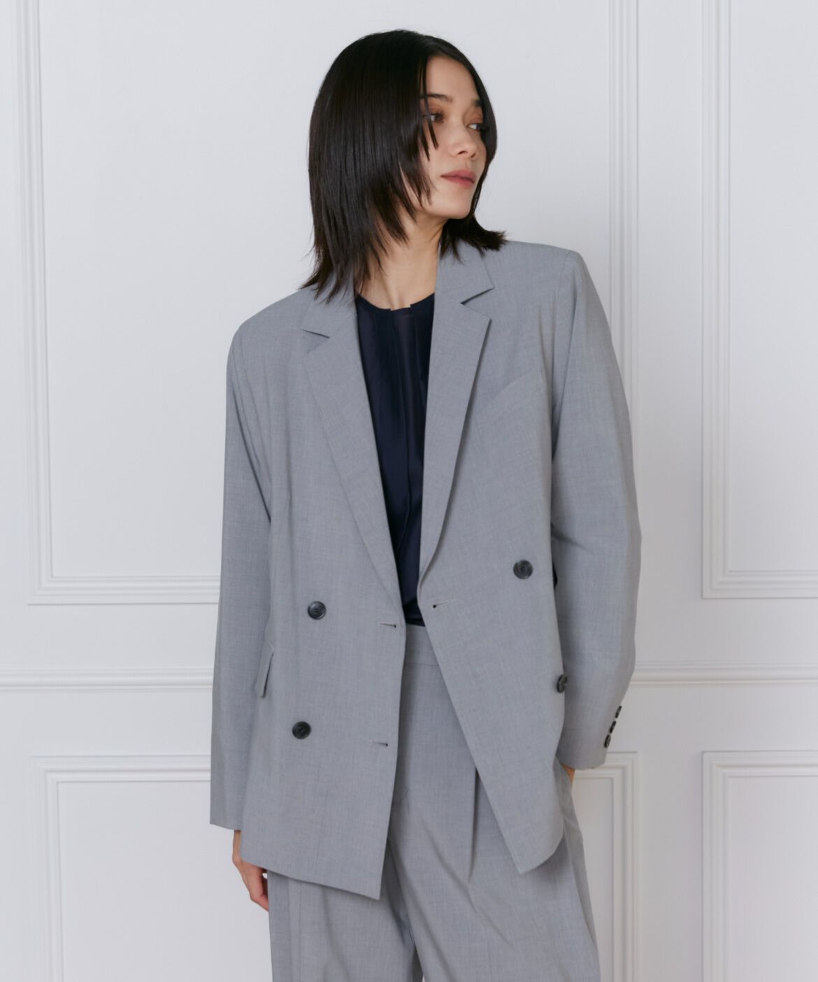 INED「TRストレッチダブルブレストジャケット」|テーラードジャケット|