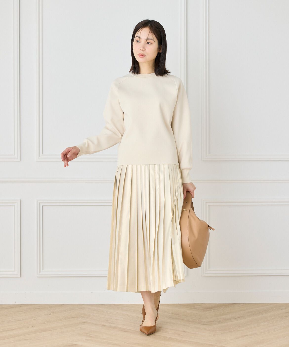 INED「《大きいサイズ》スムースプルオーバーニット」|ニット・セーター|