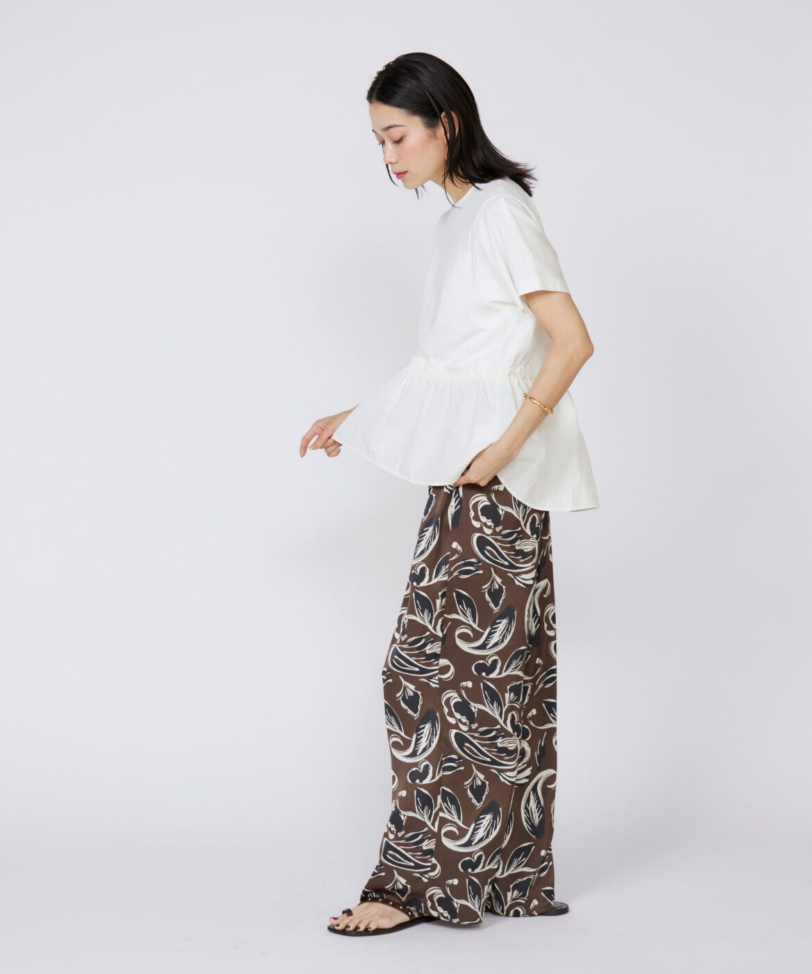 INED「《大きいサイズ》ドッキングペプラムカットソー」|Tシャツ・カットソー|