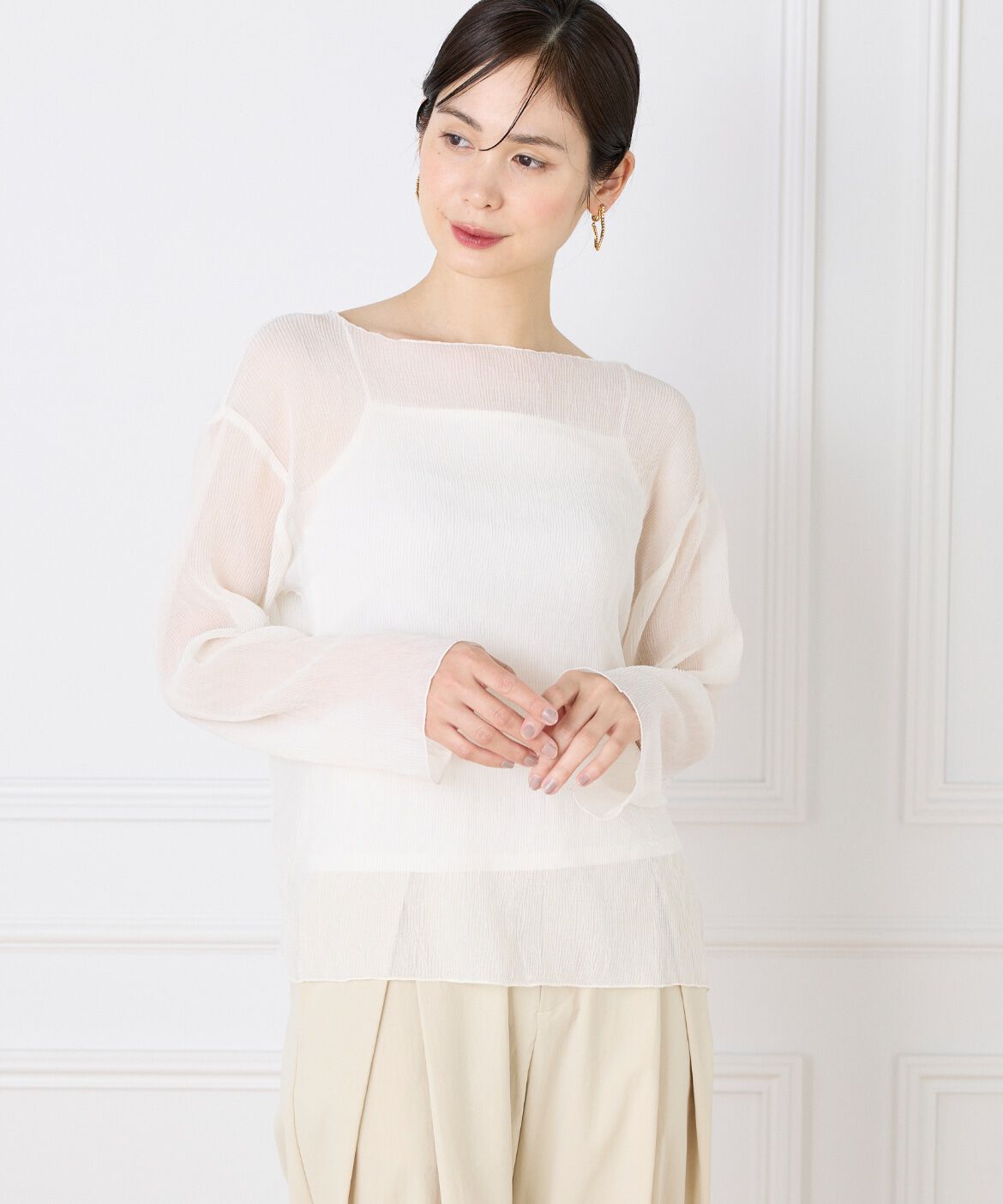 DAY by DAY it&rsquo;s international「シアー楊柳ボートネックプルオーバー」|シャツ・ブラウス|オフホワイト1