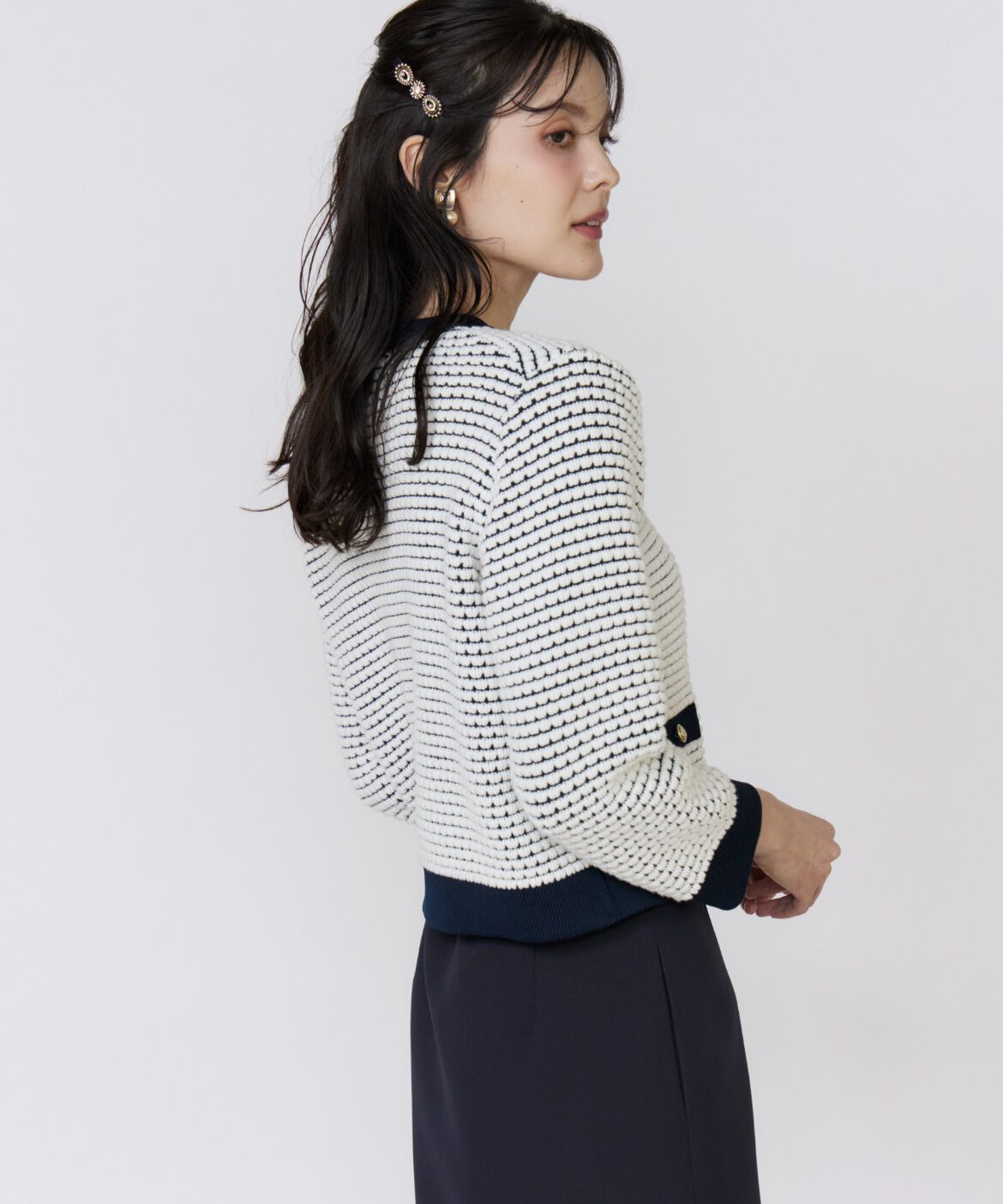 Maglie le cassetto「《大きいサイズ》バルキーニットジャケット」|カーディガン|