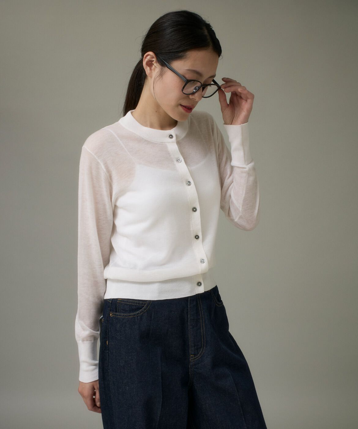 I.T.'S international「クルーネックニットカーディガン《Melty air wool》」|カーディガン|オフホワイト1