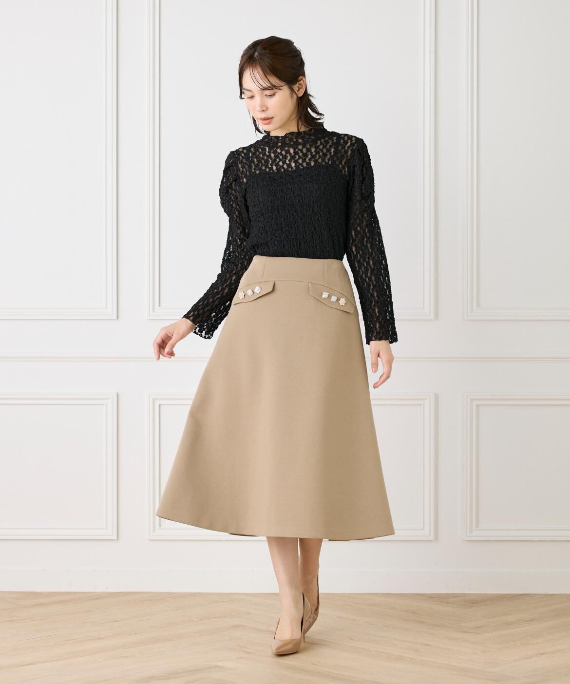 Maglie le cassetto「シュリンクレースカットソー」|Tシャツ・カットソー|