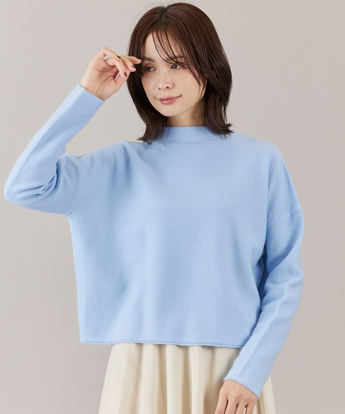 INED「《大きいサイズ》モックネックプルオーバー」|ニット・セーター|