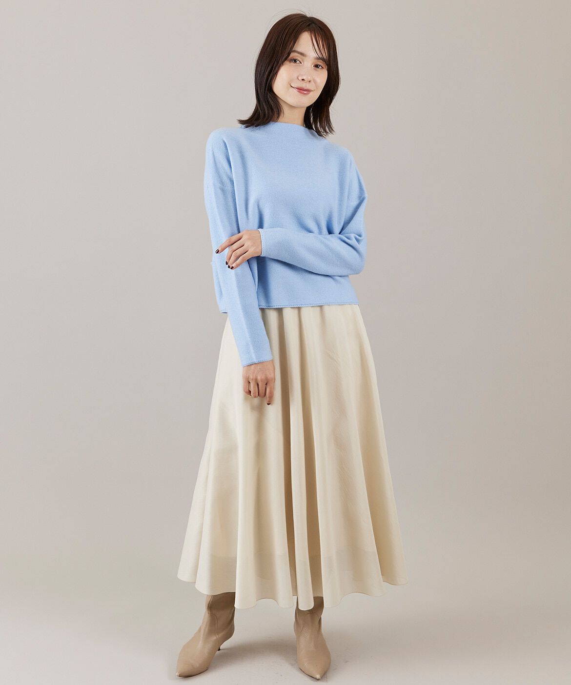 INED「《大きいサイズ》モックネックプルオーバー」|ニット・セーター|