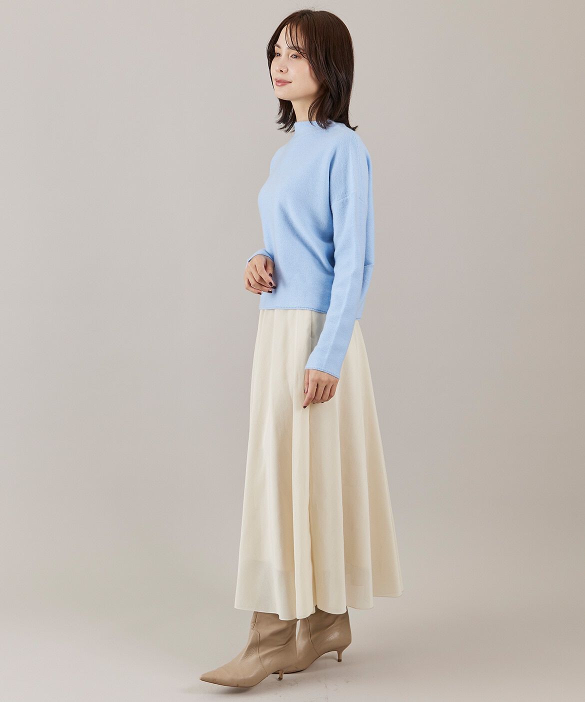 INED「《大きいサイズ》モックネックプルオーバー」|ニット・セーター|