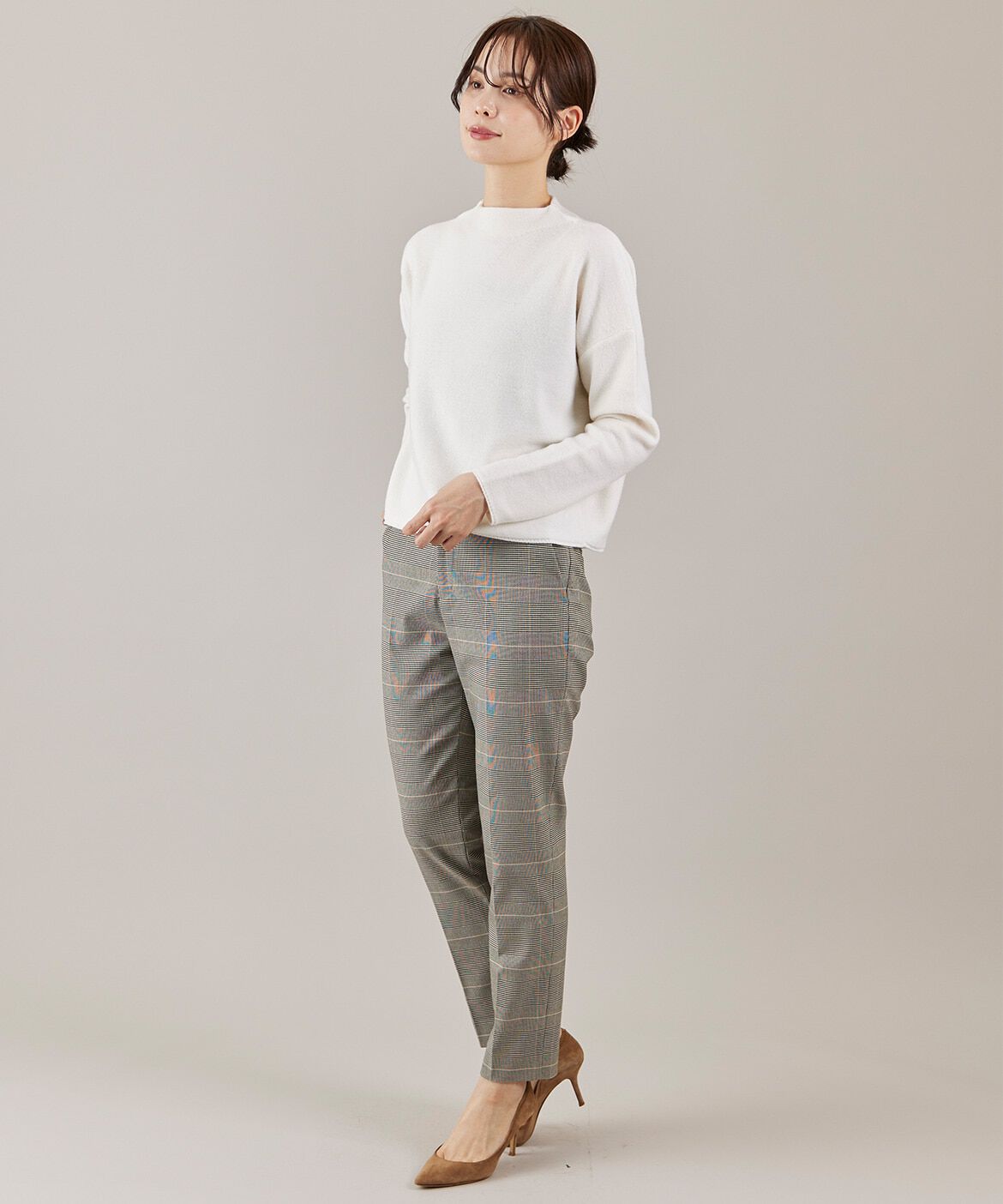 INED「《大きいサイズ》モックネックプルオーバー」|ニット・セーター|