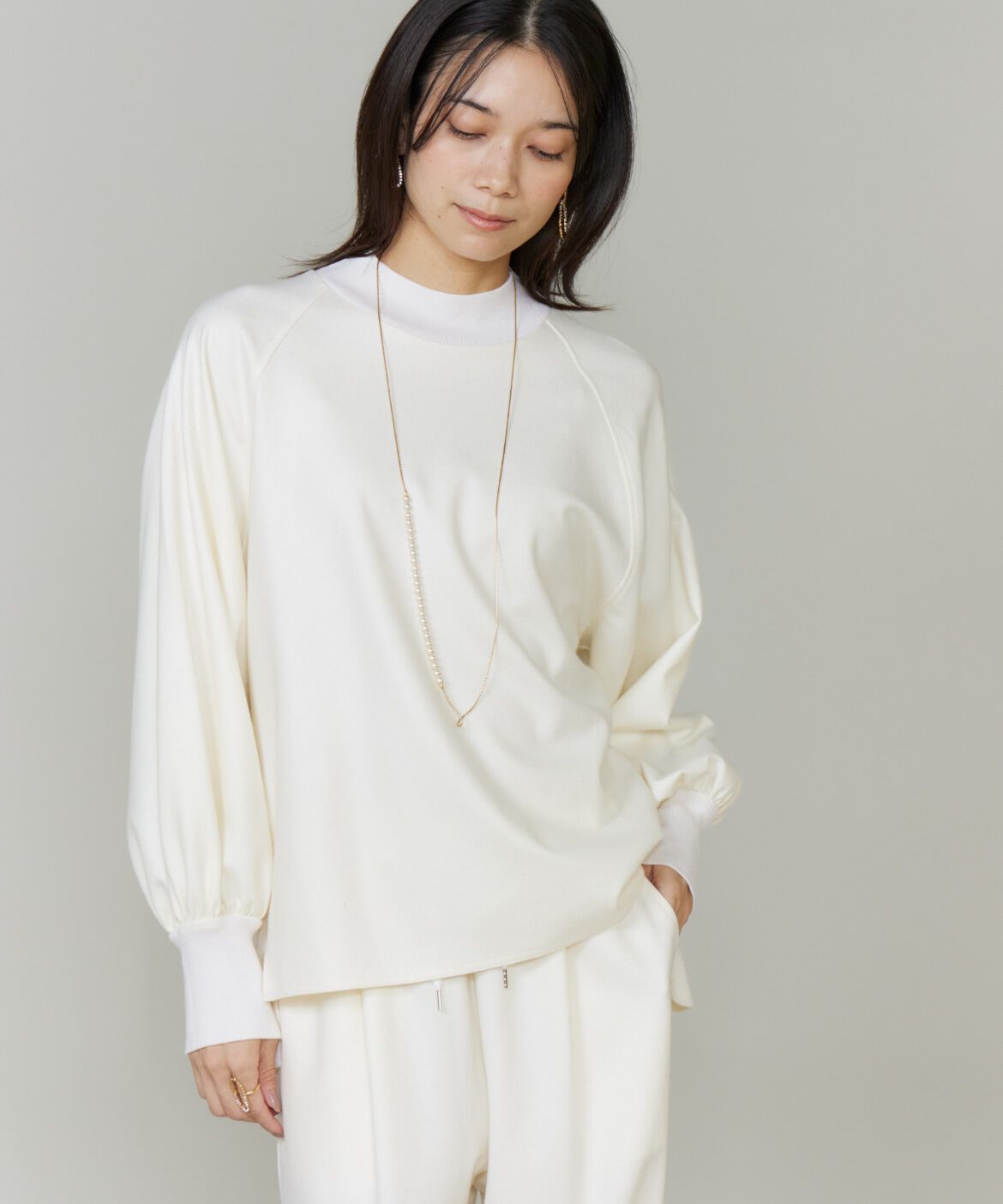 INED「《大きいサイズ》圧縮スムースドッキングニットプルオーバー」|Tシャツ・カットソー|