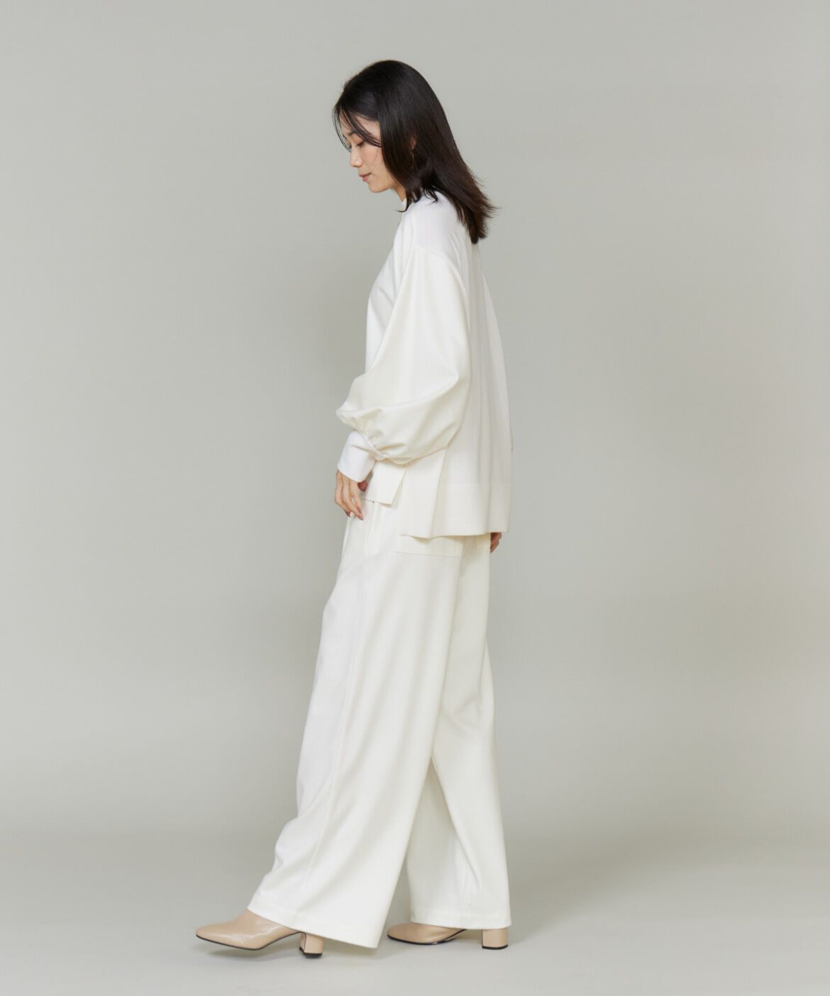 INED「《大きいサイズ》圧縮スムースドッキングニットプルオーバー」|Tシャツ・カットソー|