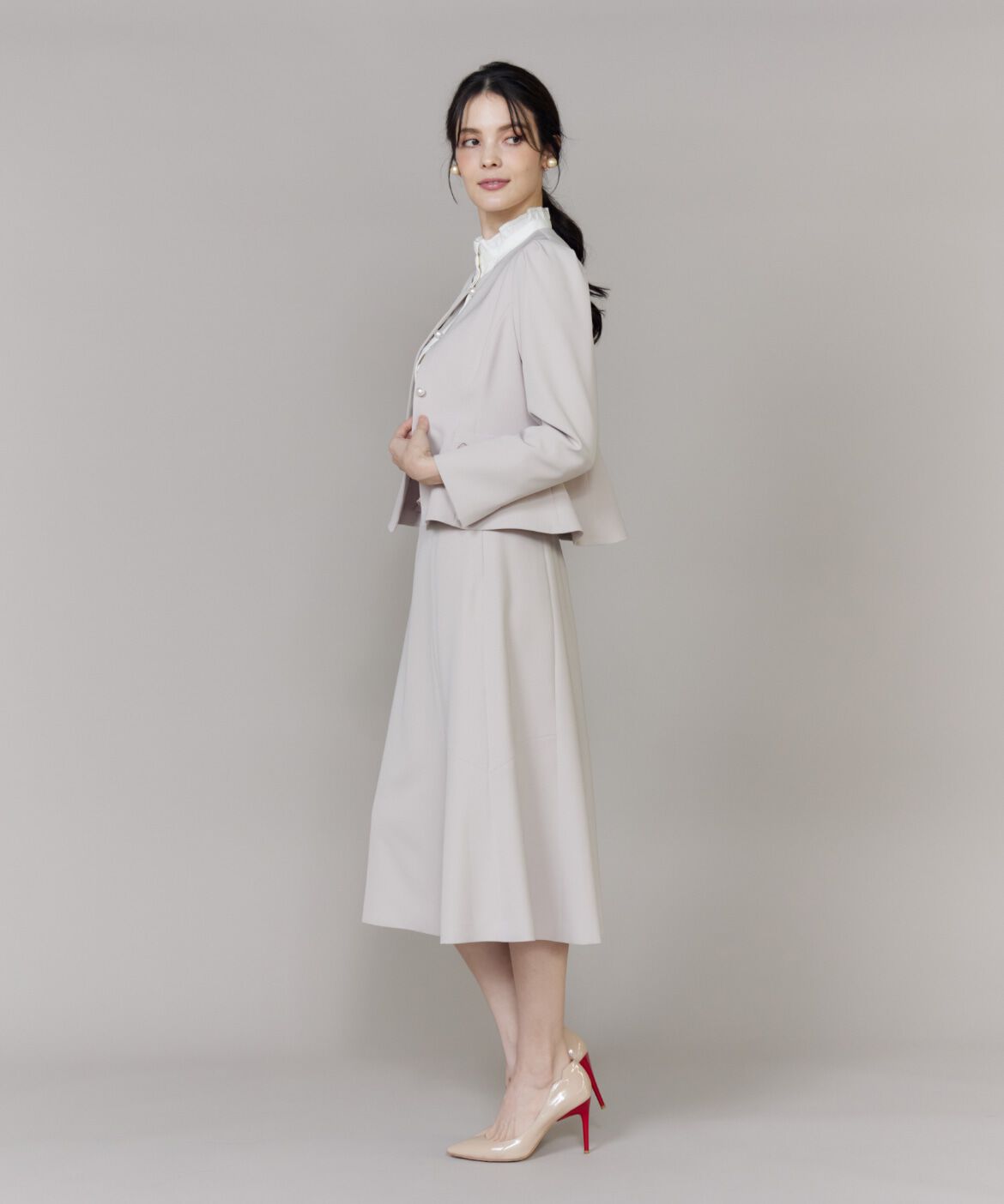 Maglie le cassetto「《プラスサイズ》フリルジャケット《M Maglie le cassetto》」|ノーカラージャケット|