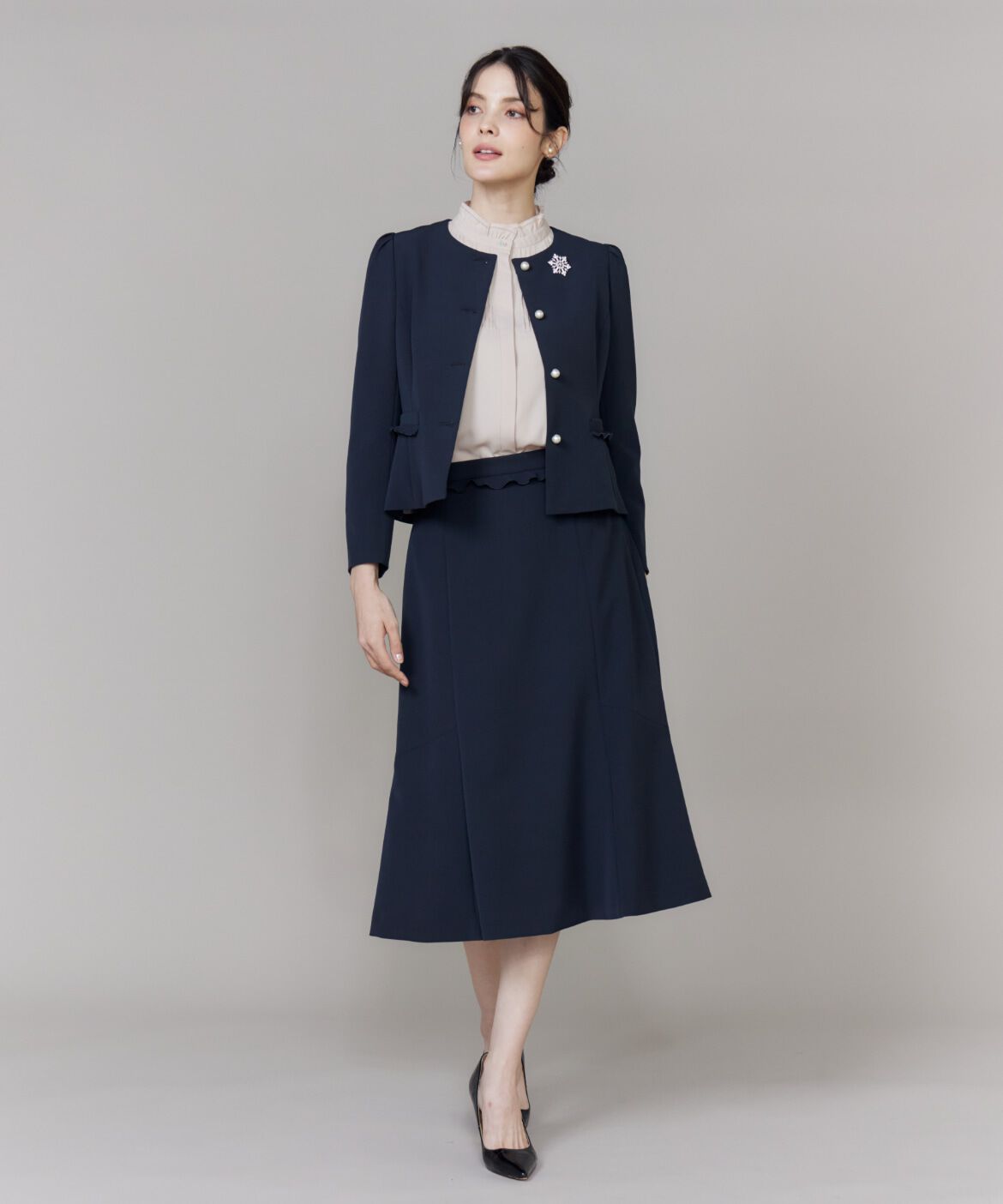 Maglie le cassetto「《プラスサイズ》フリルジャケット《M Maglie le cassetto》」|ノーカラージャケット|