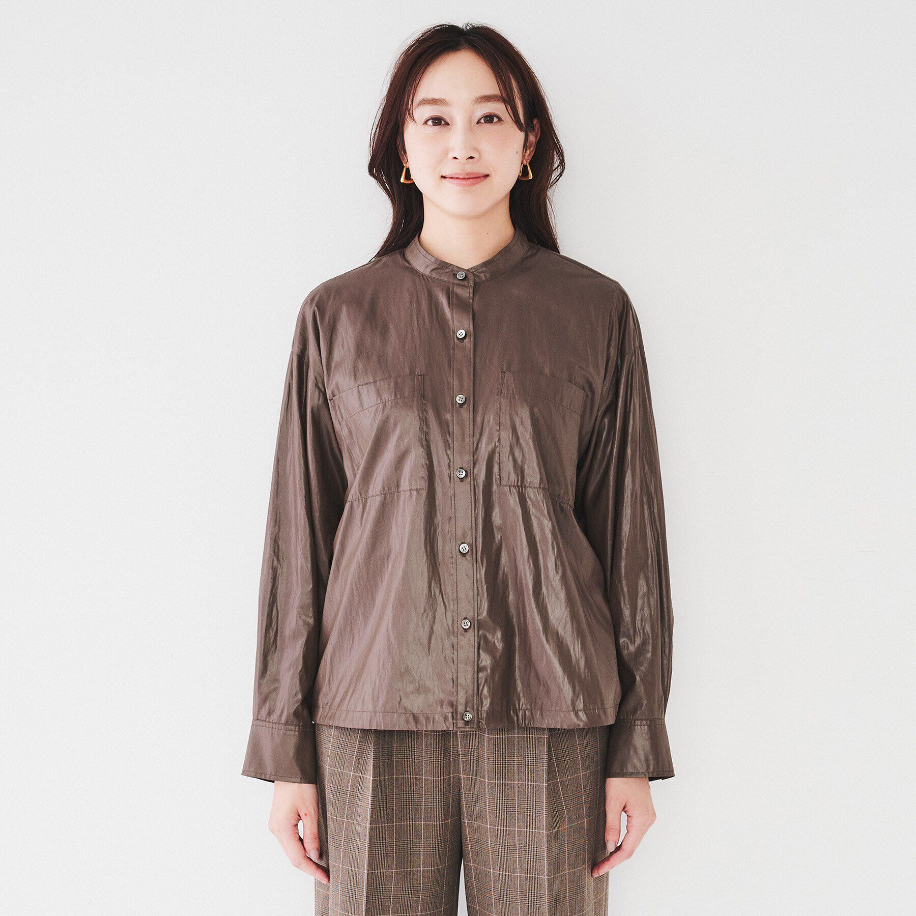 UNTITLED「【シーズンレス/薄手/羽織りにもオススメ】レザータッチ　シャツブルゾン」|シャツ・ブラウス|