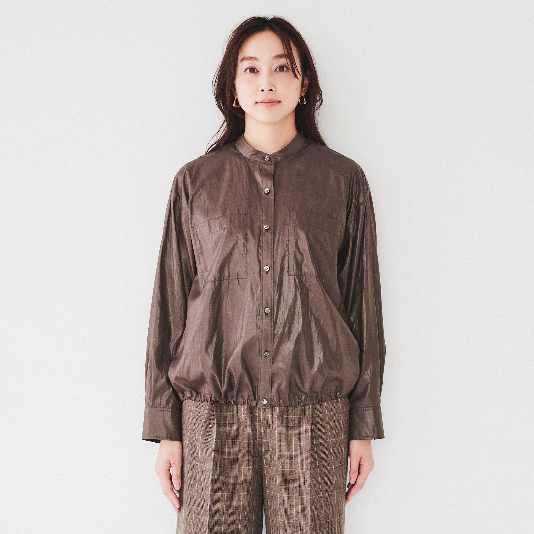 UNTITLED「【シーズンレス/薄手/羽織りにもオススメ】レザータッチ　シャツブルゾン」|シャツ・ブラウス|