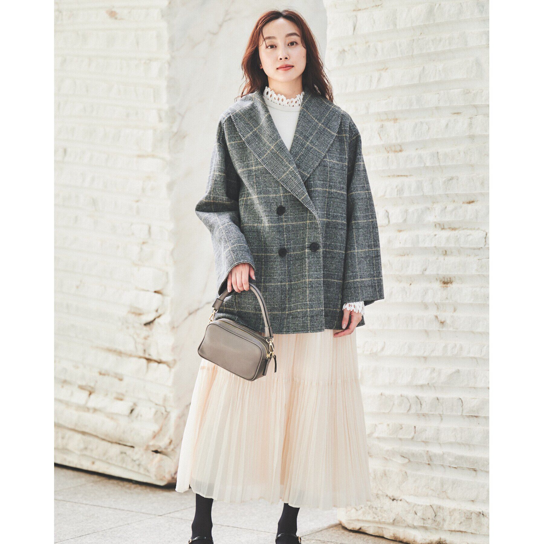 UNTITLED「【顔周りすっきり/ミドル丈】ショールカラーリバーコート」|チェスターコート|