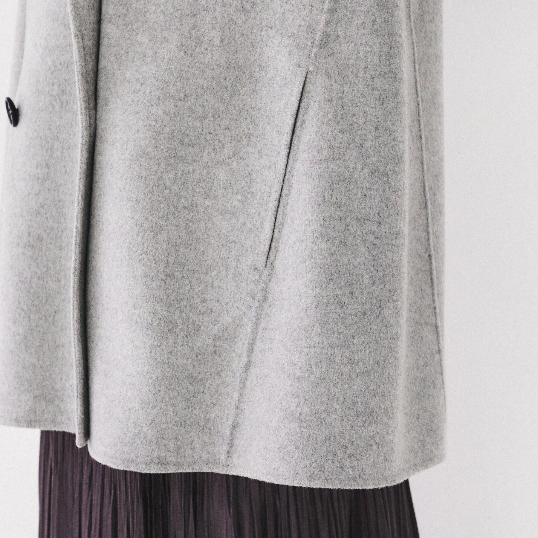 UNTITLED「【顔周りすっきり/ミドル丈】ショールカラーリバーコート」|チェスターコート|