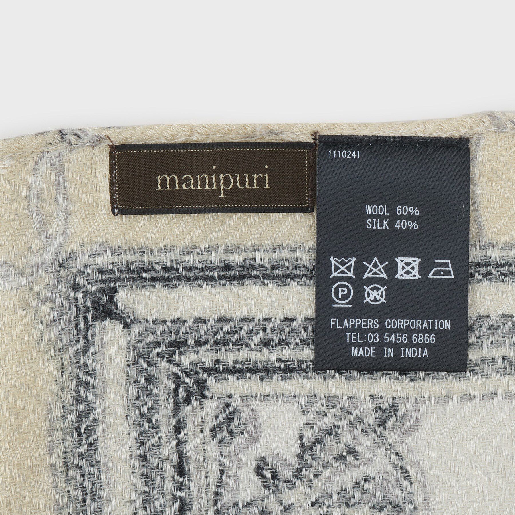 UNTITLED「【manipuri】120&times;120正方形 フレームフラワー柄ウールシルクストール」|ストール|