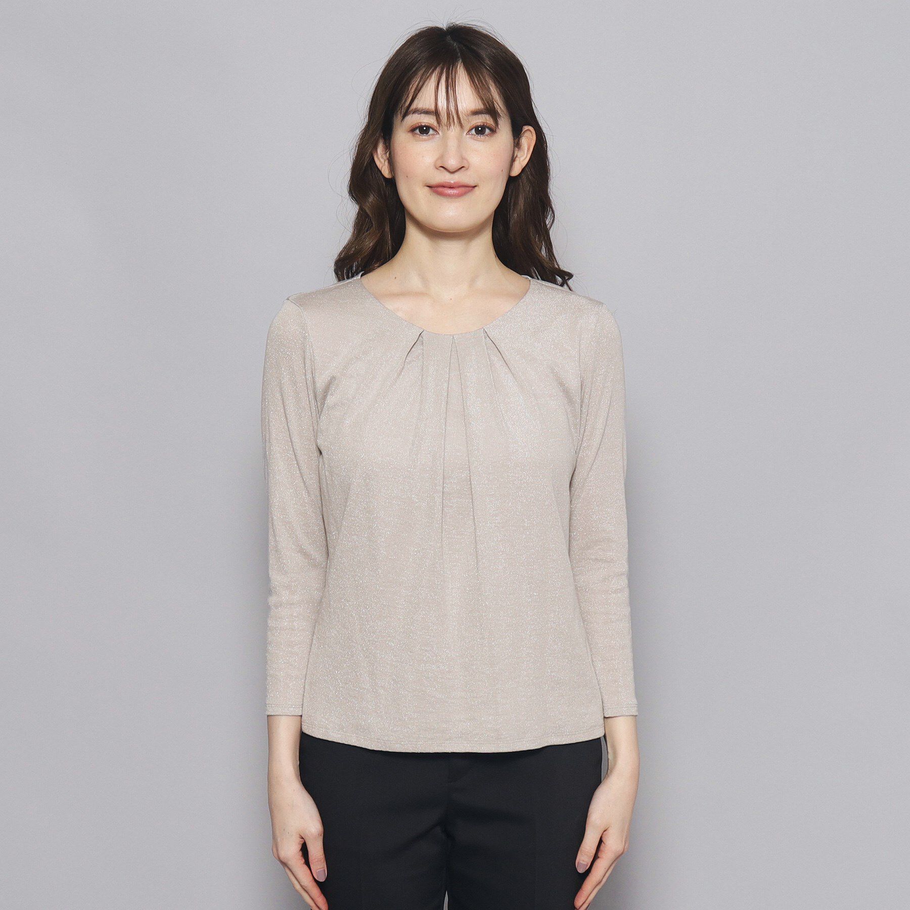 COUP DE CHANCE「【洗える／日本製／ラメ入り】上品ラウンドネックプルオーバー」|Tシャツ・カットソー|