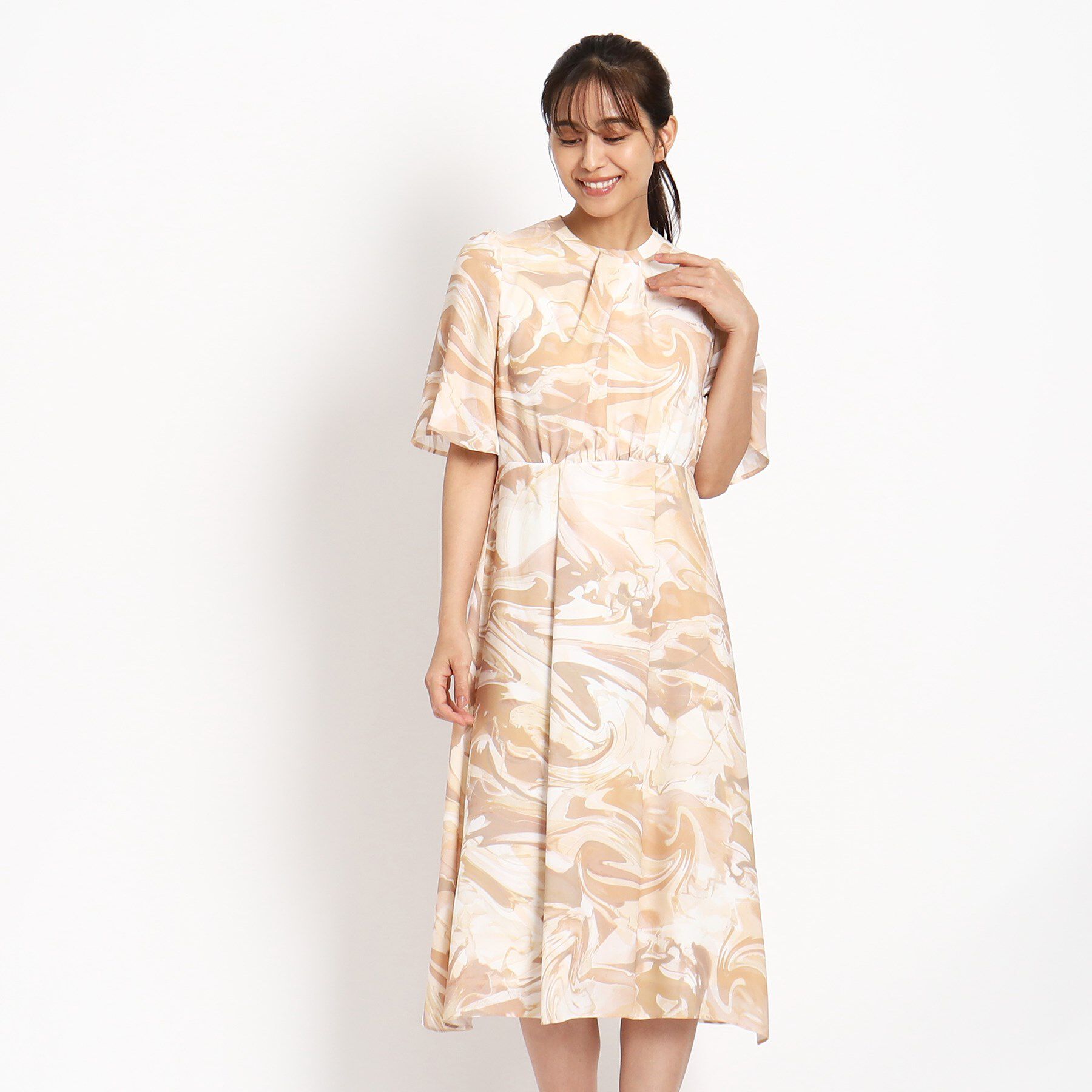 COUP DE CHANCE「【洗える】流線柄ワンピース」|ワンピース|ピンクベージュ(15