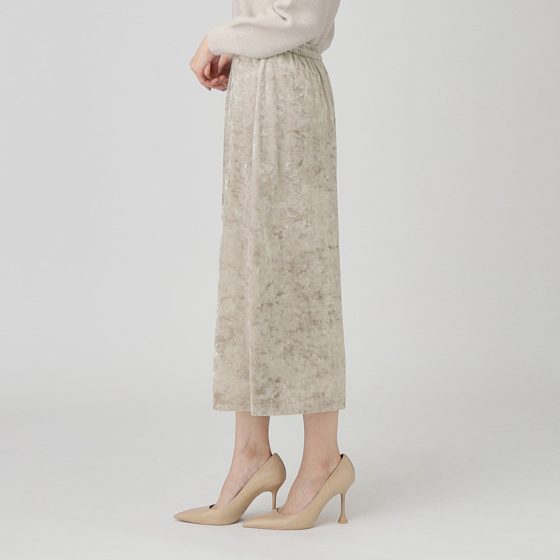 COUP DE CHANCE「【洗える／日本製／ウエストゴム】クラッシュベロアスカート」|スカート|
