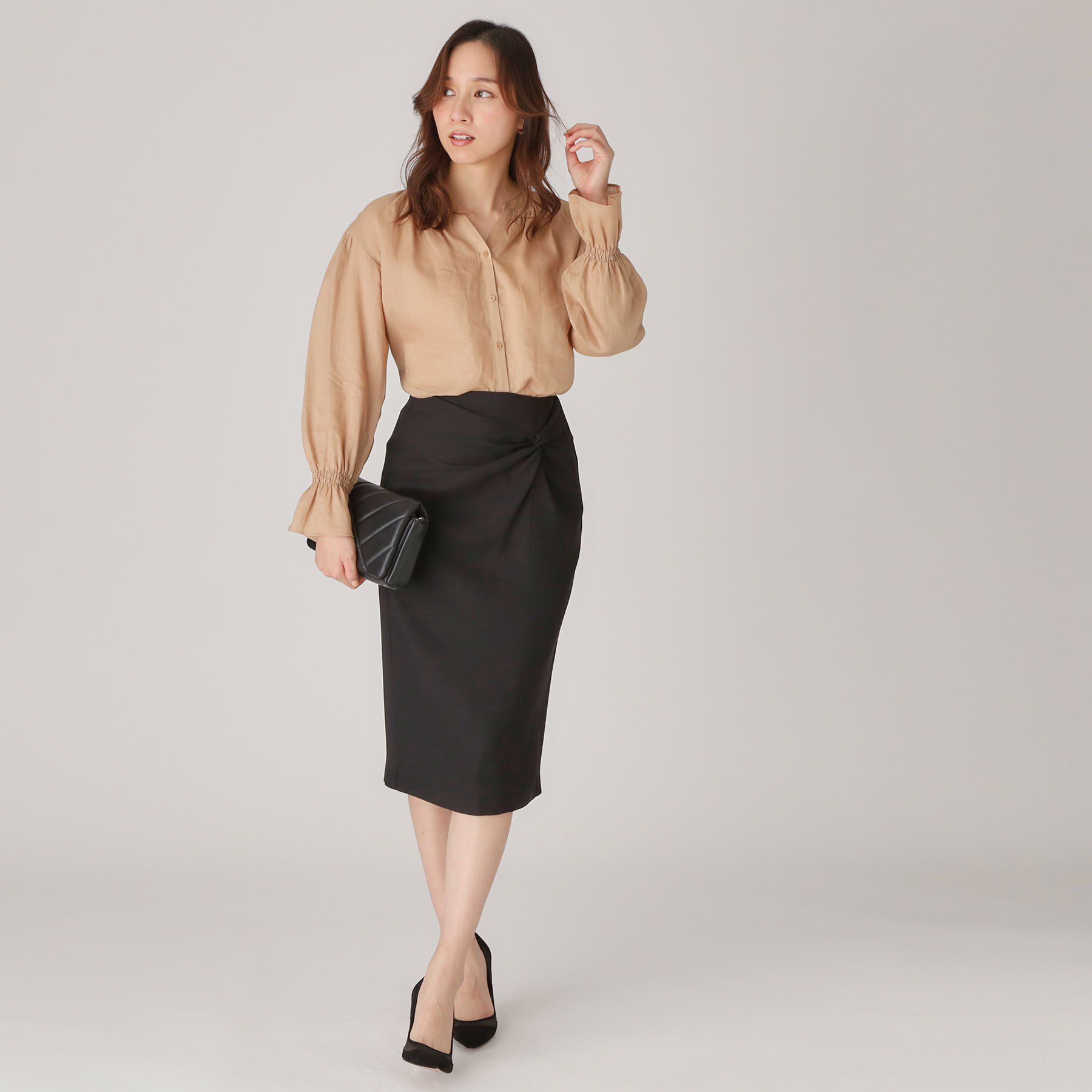 COUP DE CHANCE「【日本製】ねじりデザインスカート」|スカート|ブラック(019)