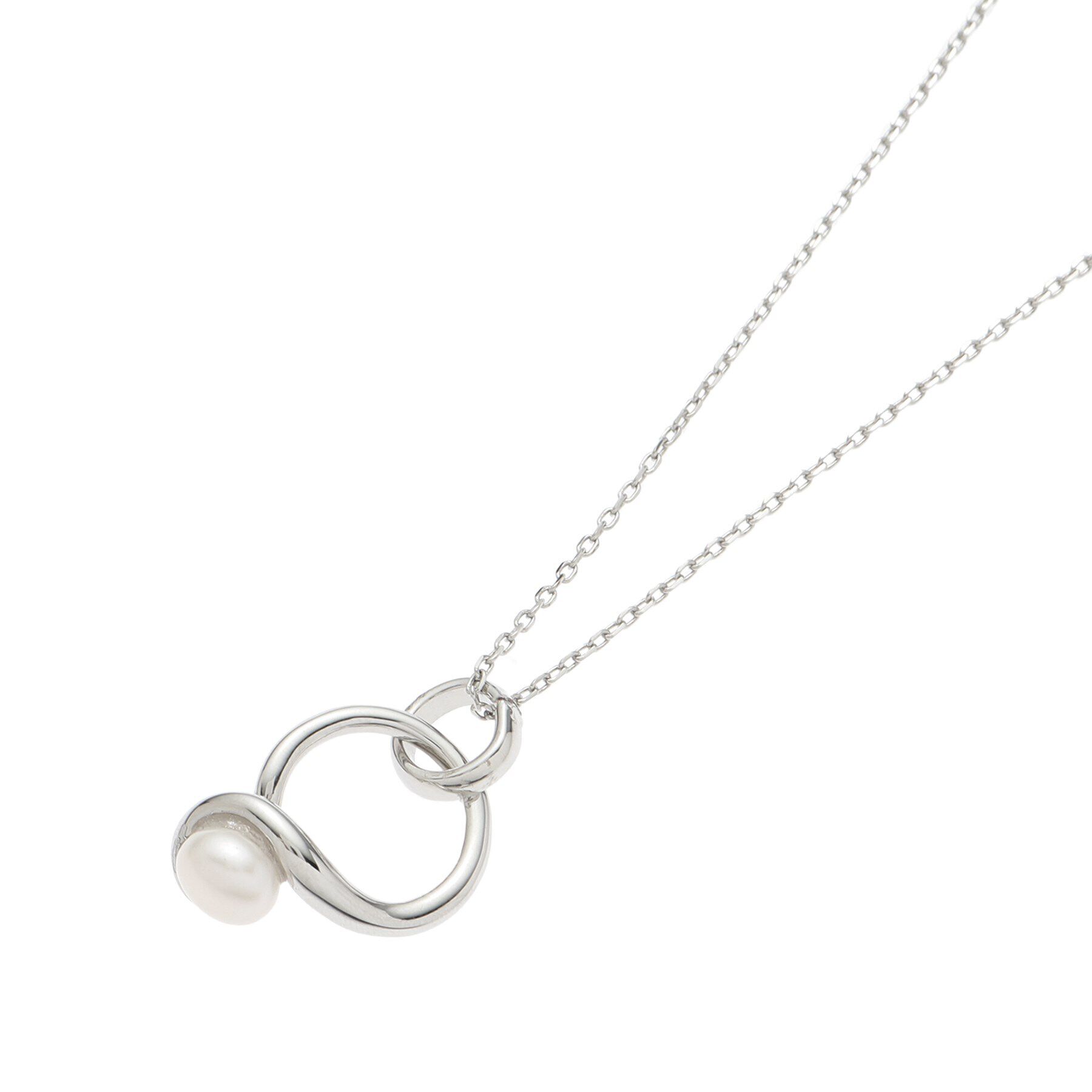 Reflect「【チェーン長さ調節可】ツイストリング淡水パールネックレス」|ネックレス|シルバー(006)