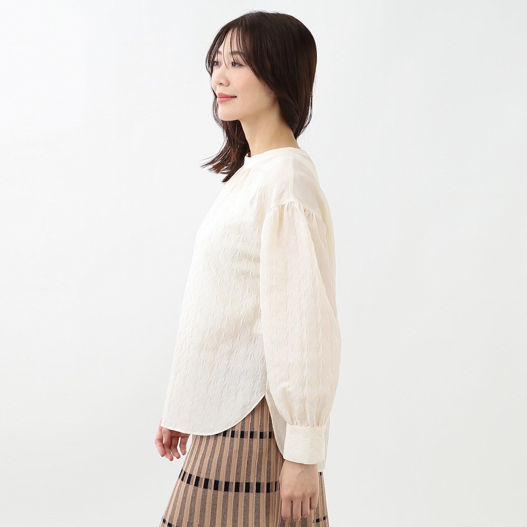 Reflect「【手洗い可】シャイニージャカードブラウス」|シャツ・ブラウス|