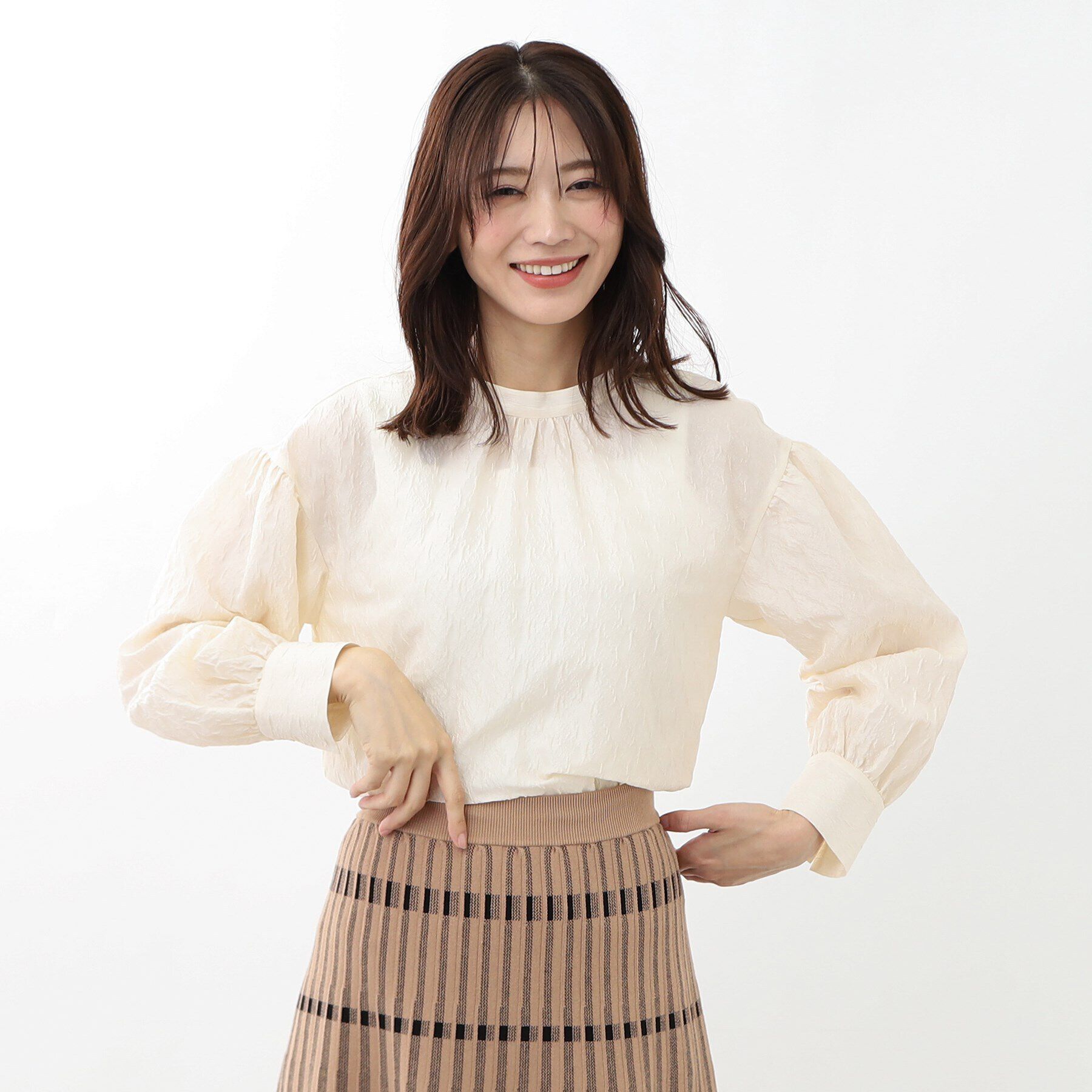 Reflect「【手洗い可】シャイニージャカードブラウス」|シャツ・ブラウス|