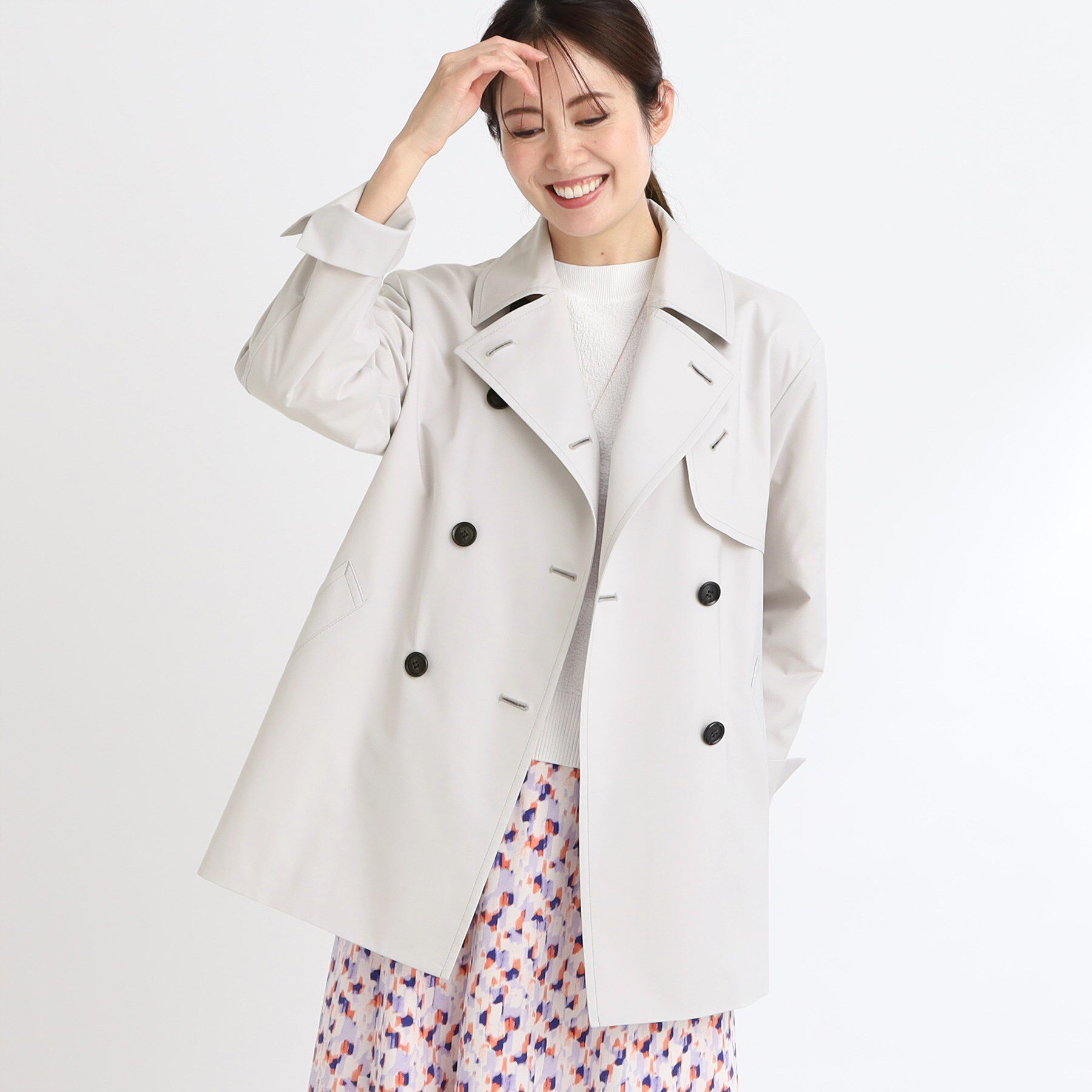 Reflect「【手洗い可／撥水】ライティミドル丈コート」|トレンチコート|ライトグレー(011