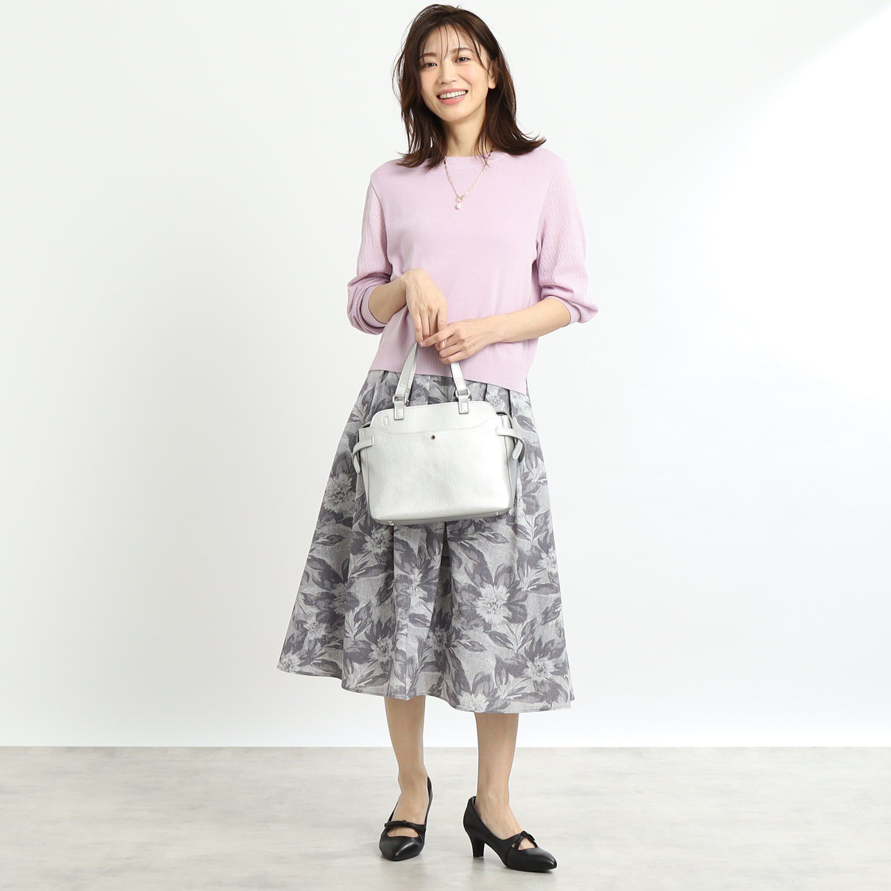 Reflect「【マシンウォッシュ可】デニムフラワーフレアスカート」|スカート|