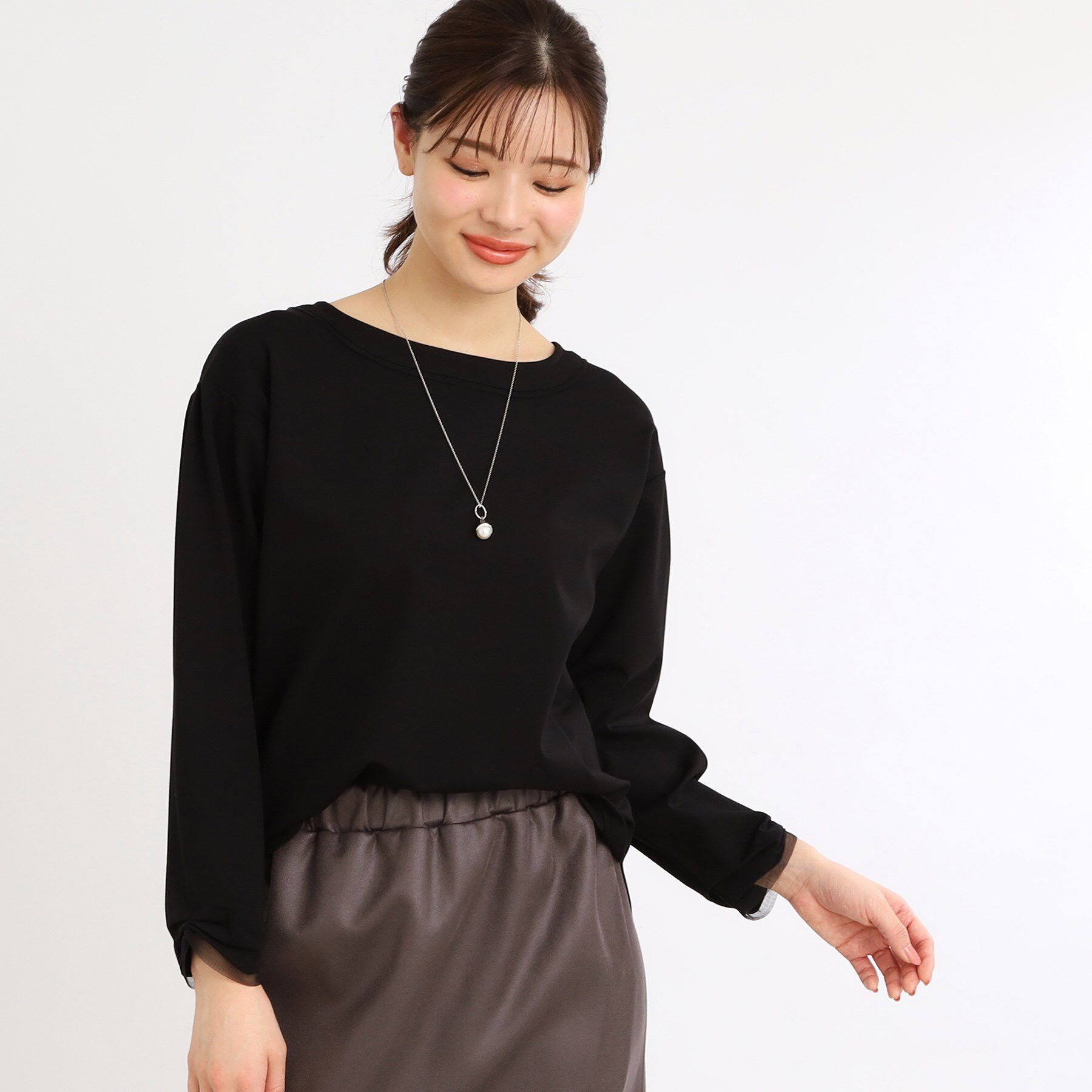 Reflect「【E‐QUALITY／手洗い可】チュールディティールプルオーバー」|Tシャツ・カットソー|ブラック(019)