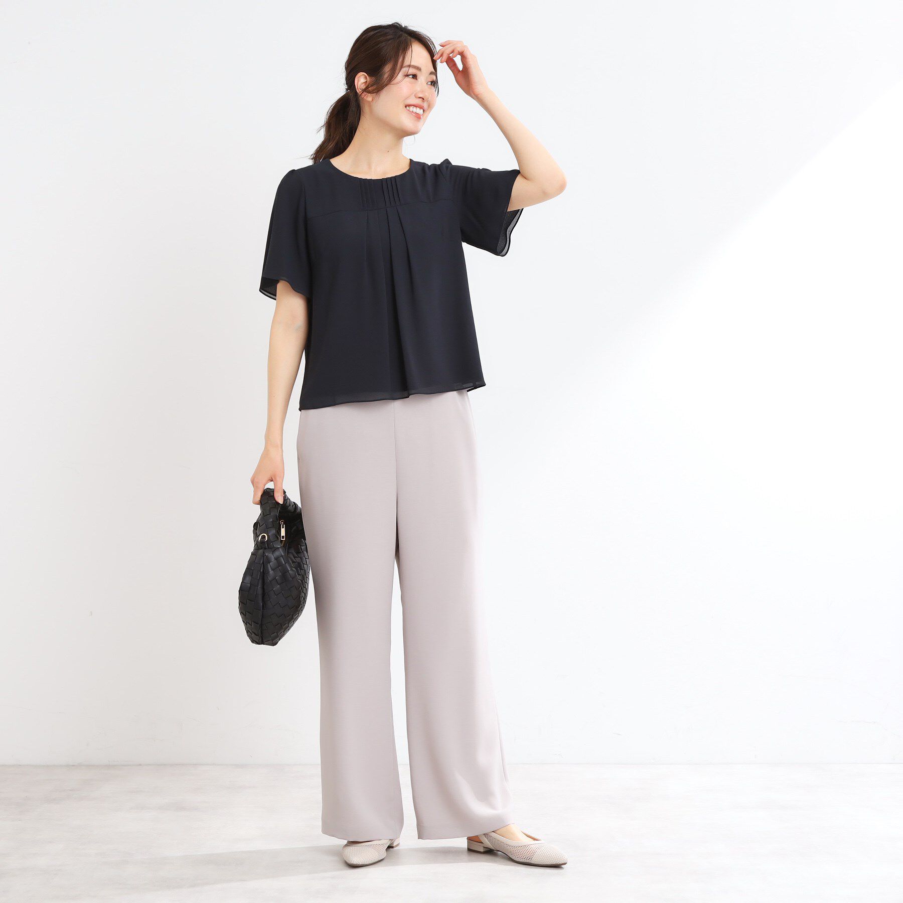 Reflect「【マシンウォッシュ可】横切替ピンタックデザインブラウス」|シャツ・ブラウス|