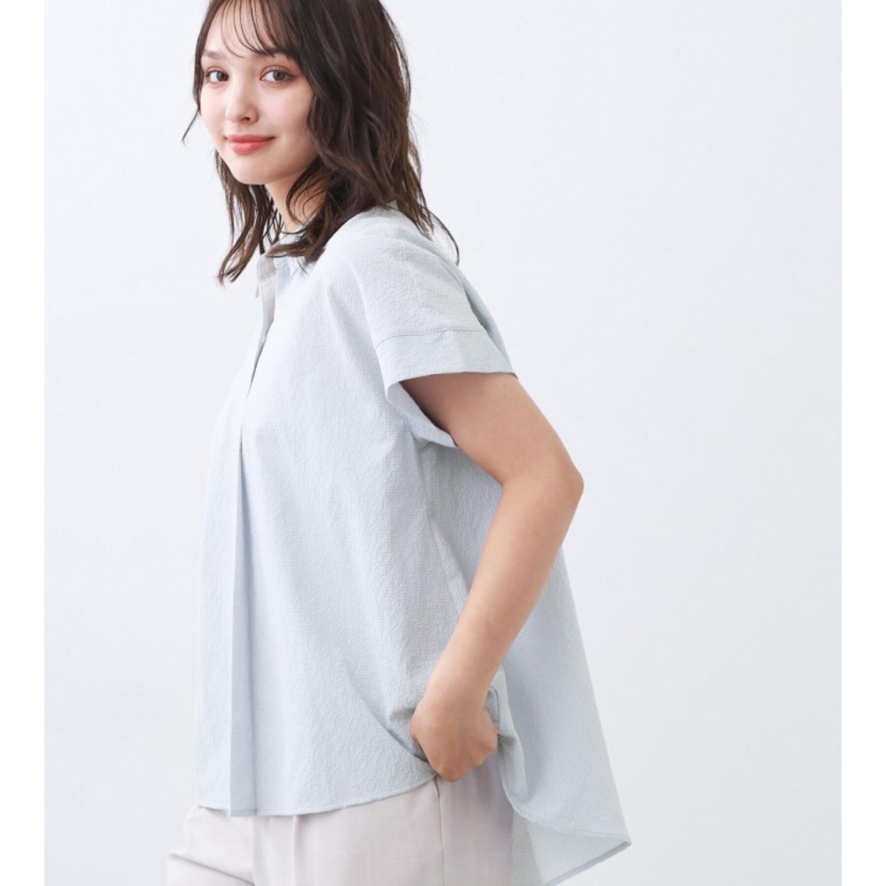 Reflect「【二の腕さりげなくカバー】シャツ衿オフボディブラウス」|シャツ・ブラウス|