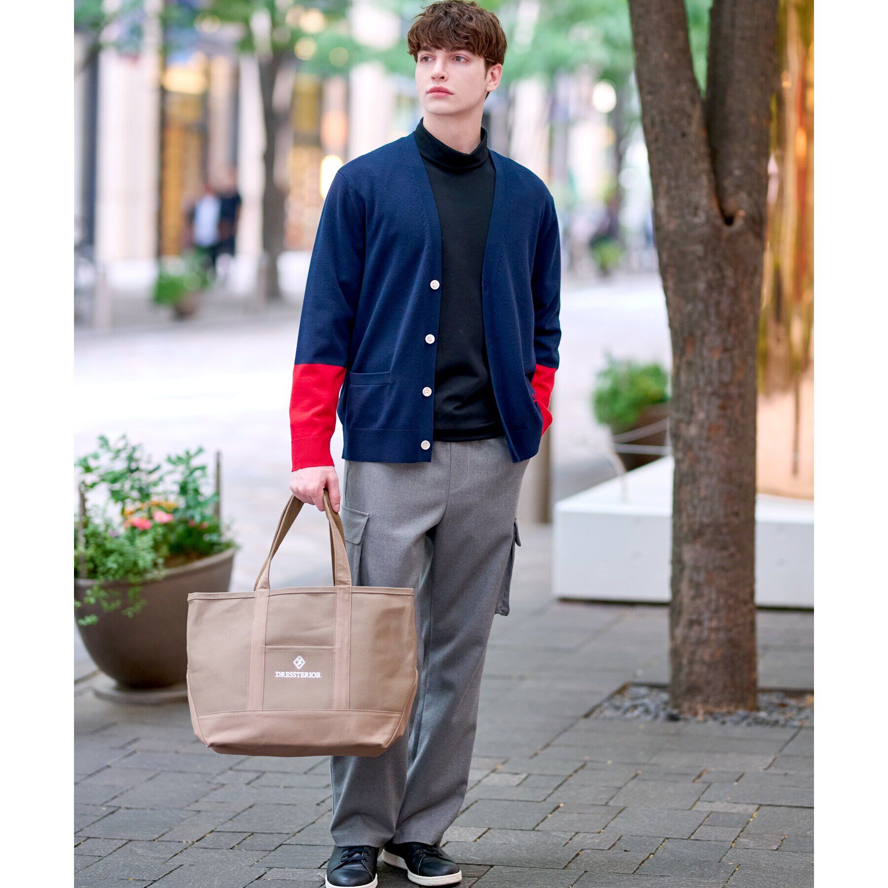 DRESSTERIOR「スリーブカラーブロックカーディガン」|カーディガン|