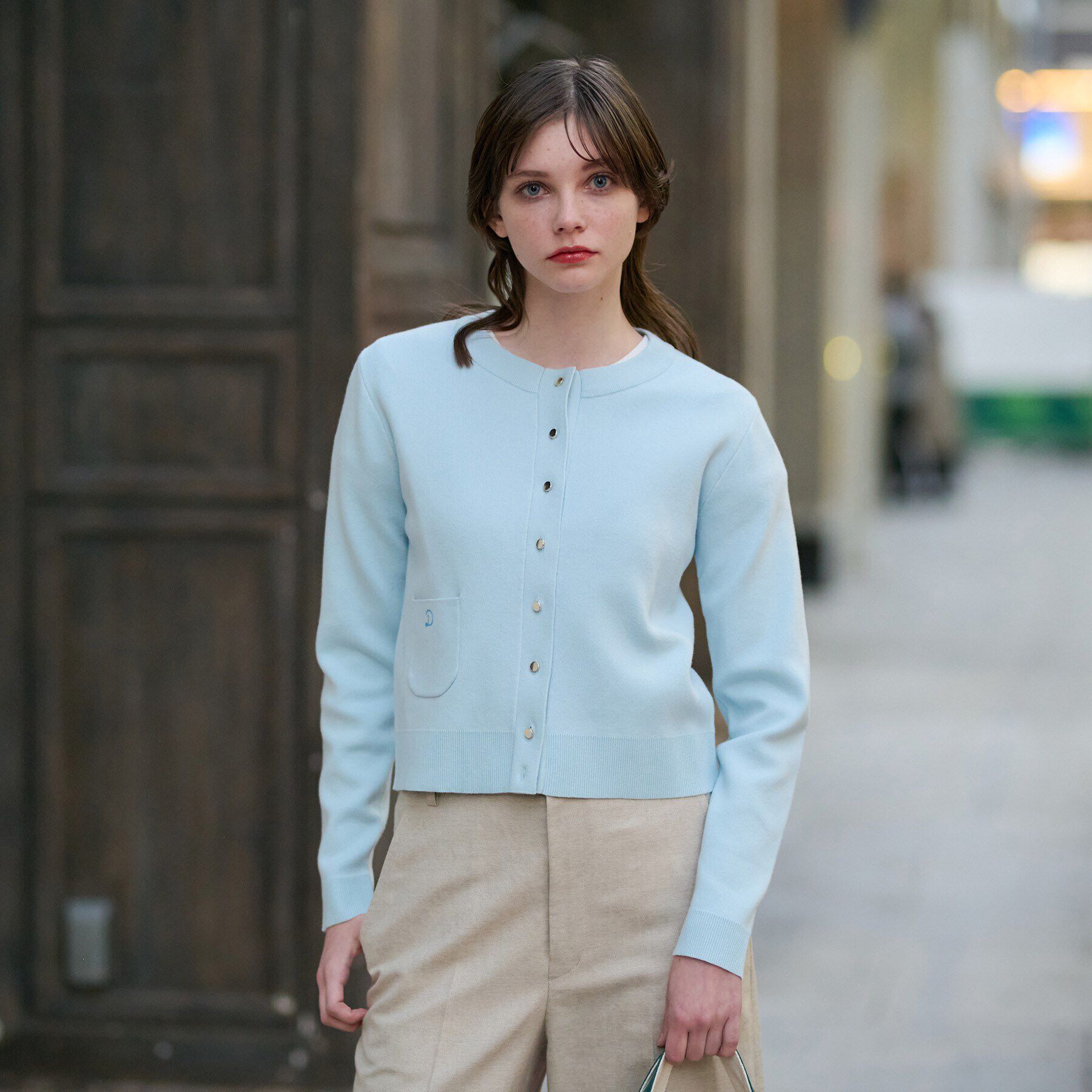 DRESSTERIOR「【洗える】ウォッシャブルコットンカシミヤ混カーディガン」|カーディガン|サックスブルー(09